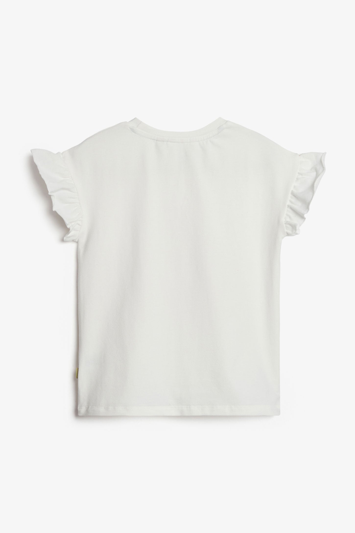 T-shirt manches volants imprimé en coton - Enfant fille && BLANC