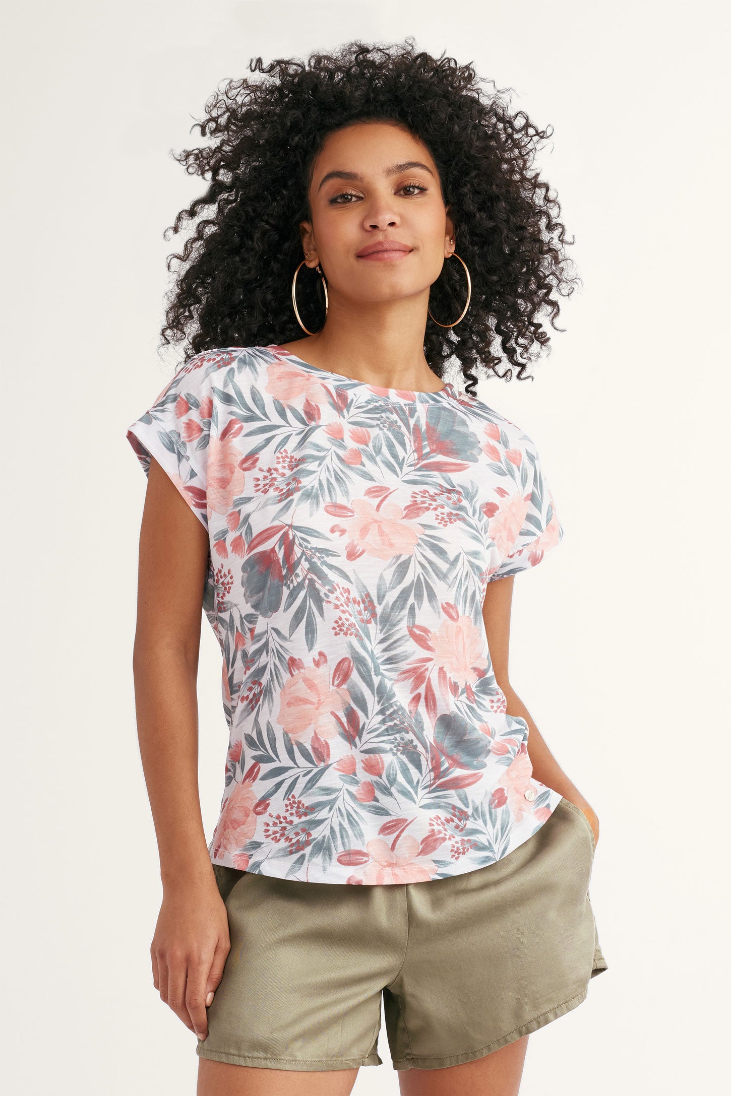 T-shirt imprimé floral - Femme && BLANC MULTI