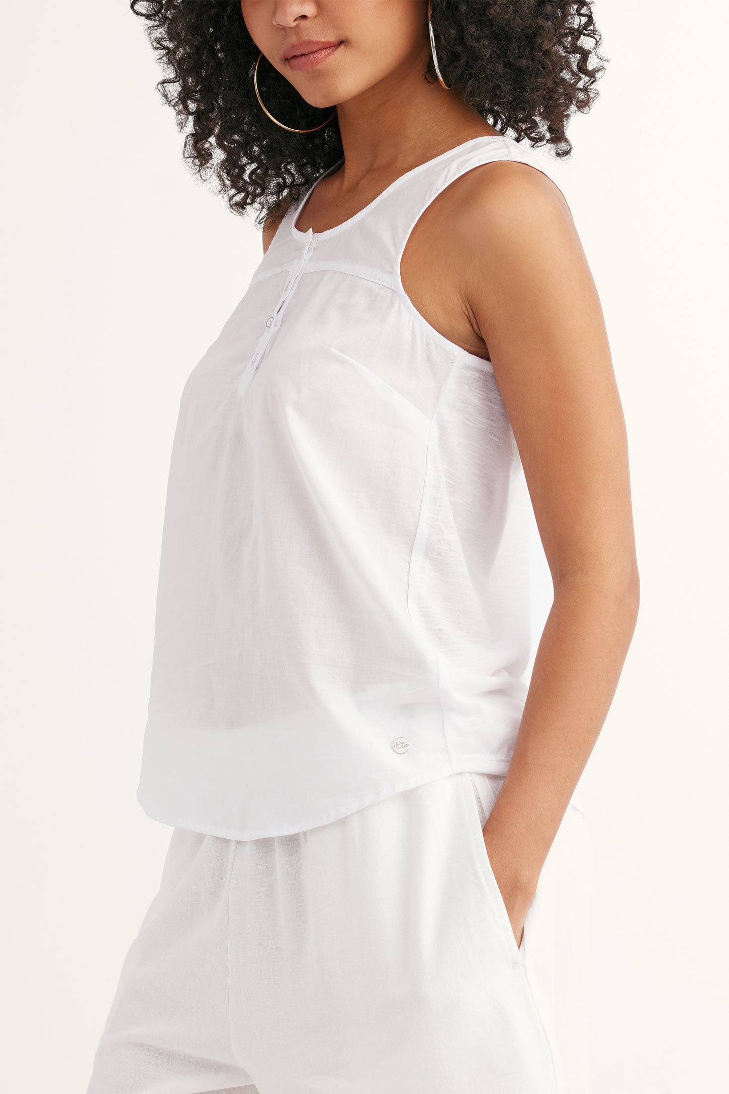 Camisole Henley - Femme && BLANC