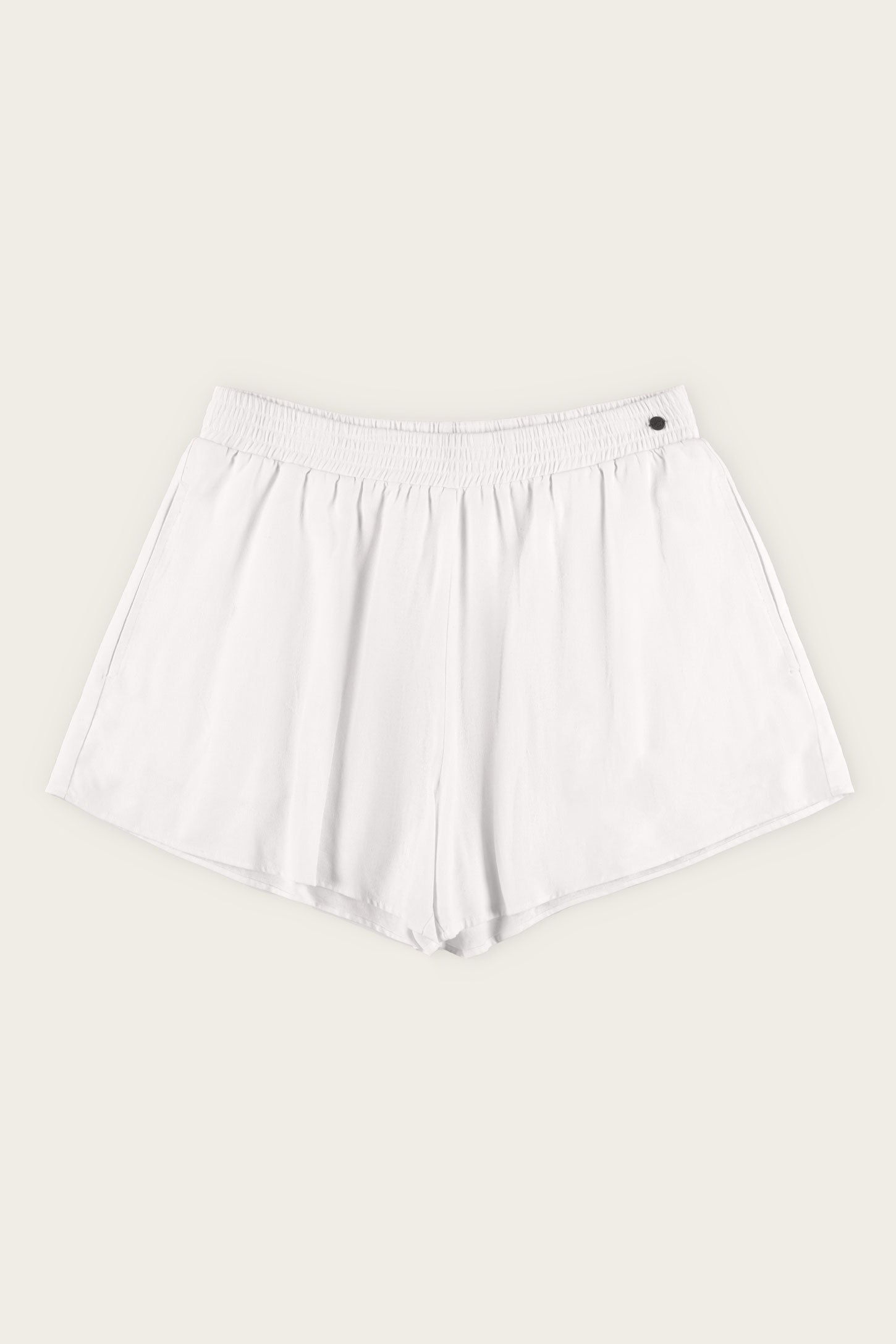 Short taille élastique lin - Femme && BLANC