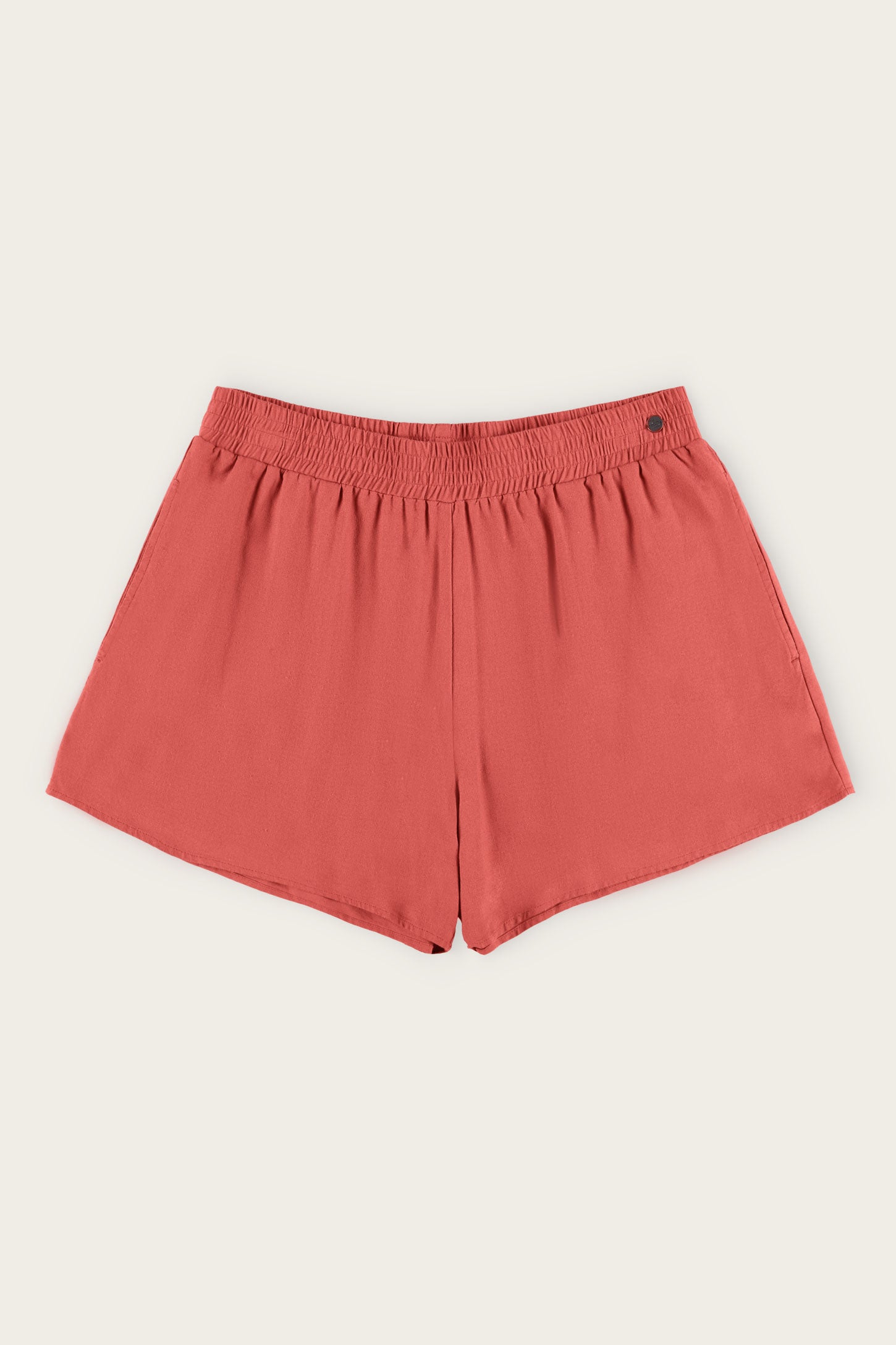 Short taille élastique lin - Femme && ROSE FONCE