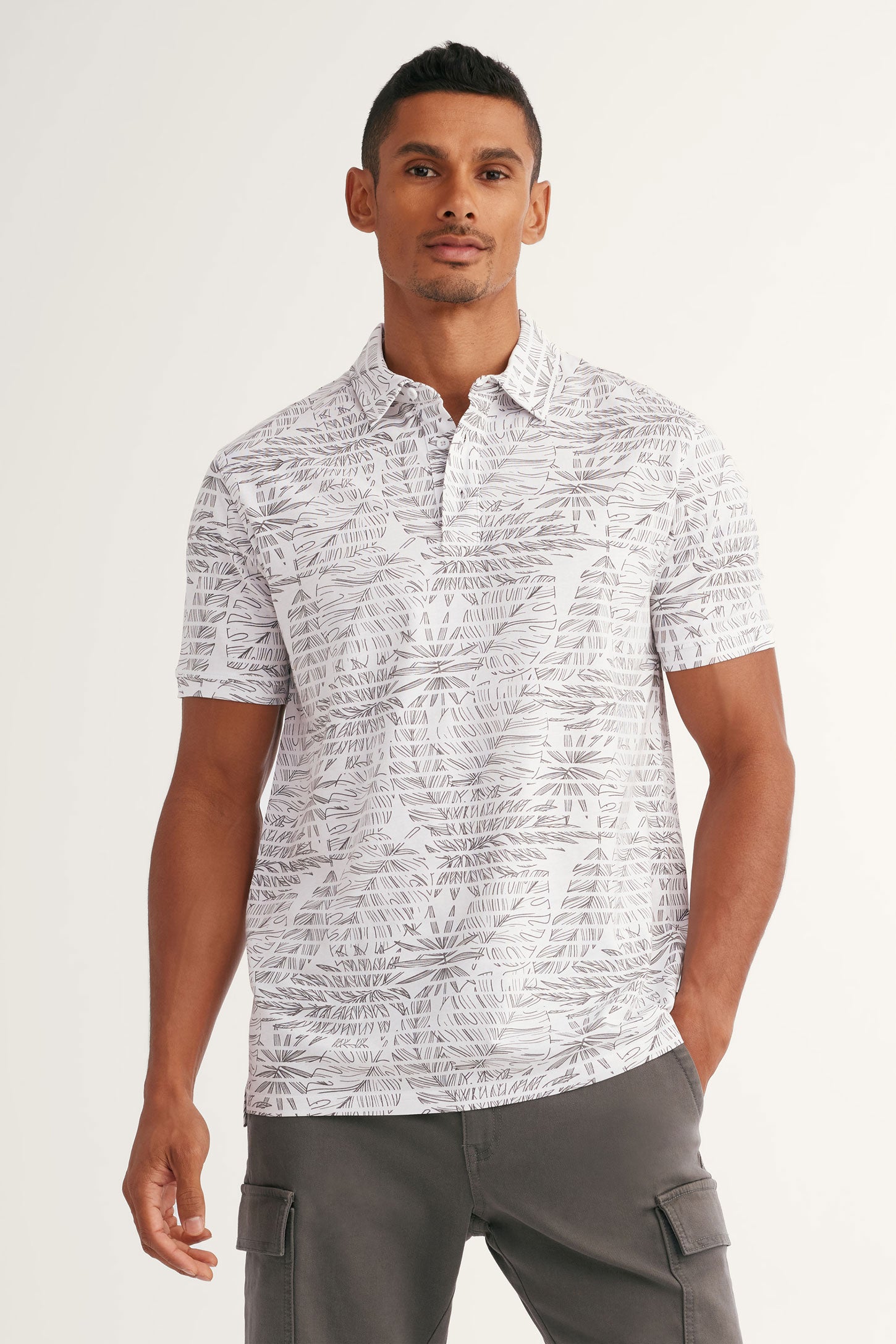 Short sleeved printed polo shirt Men