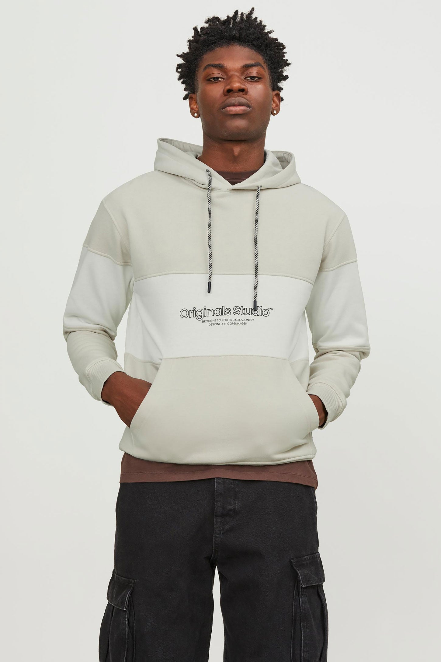 Chandail à capuchon coton ouaté JACK & JONES - Homme && BEIGE