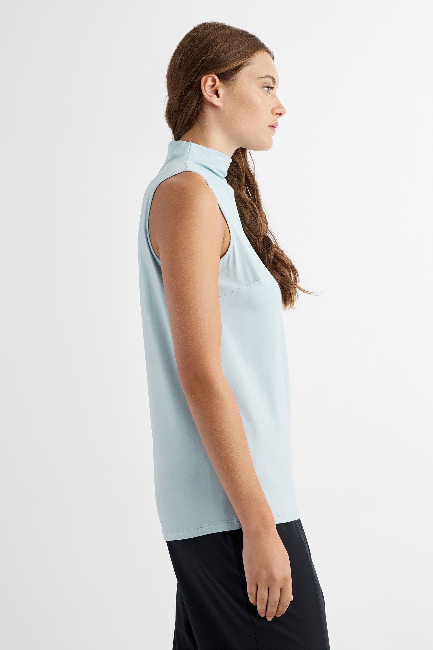 Camisole col montant extensible en Modal BM - Femme && BLEU PALE