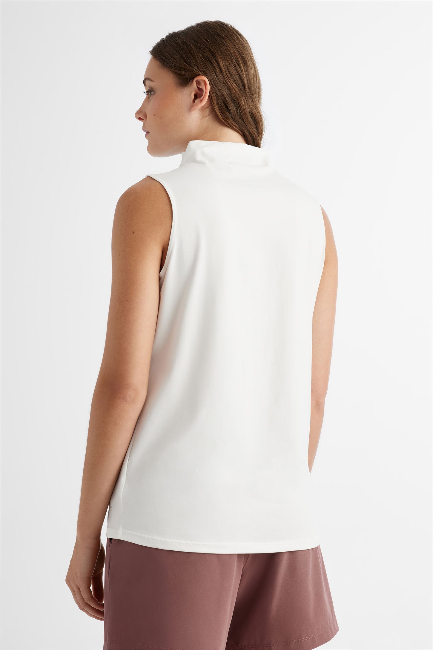 Camisole col montant extensible en Modal BM - Femme && IVOIRE