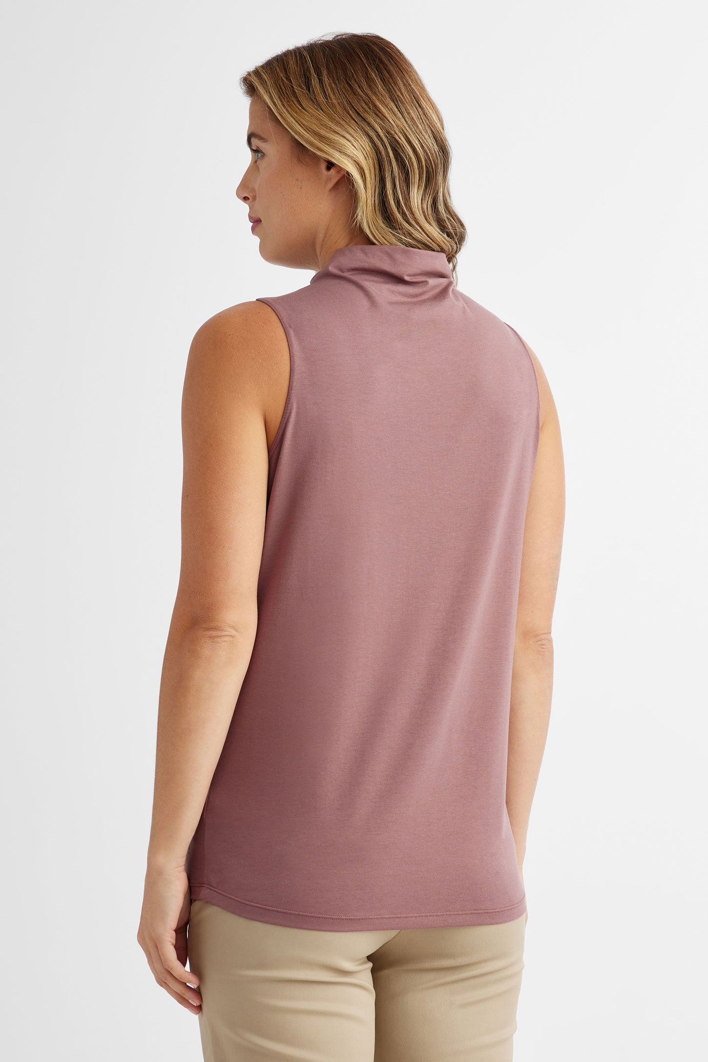 Camisole col montant extensible en Modal BM - Femme && TAUPE