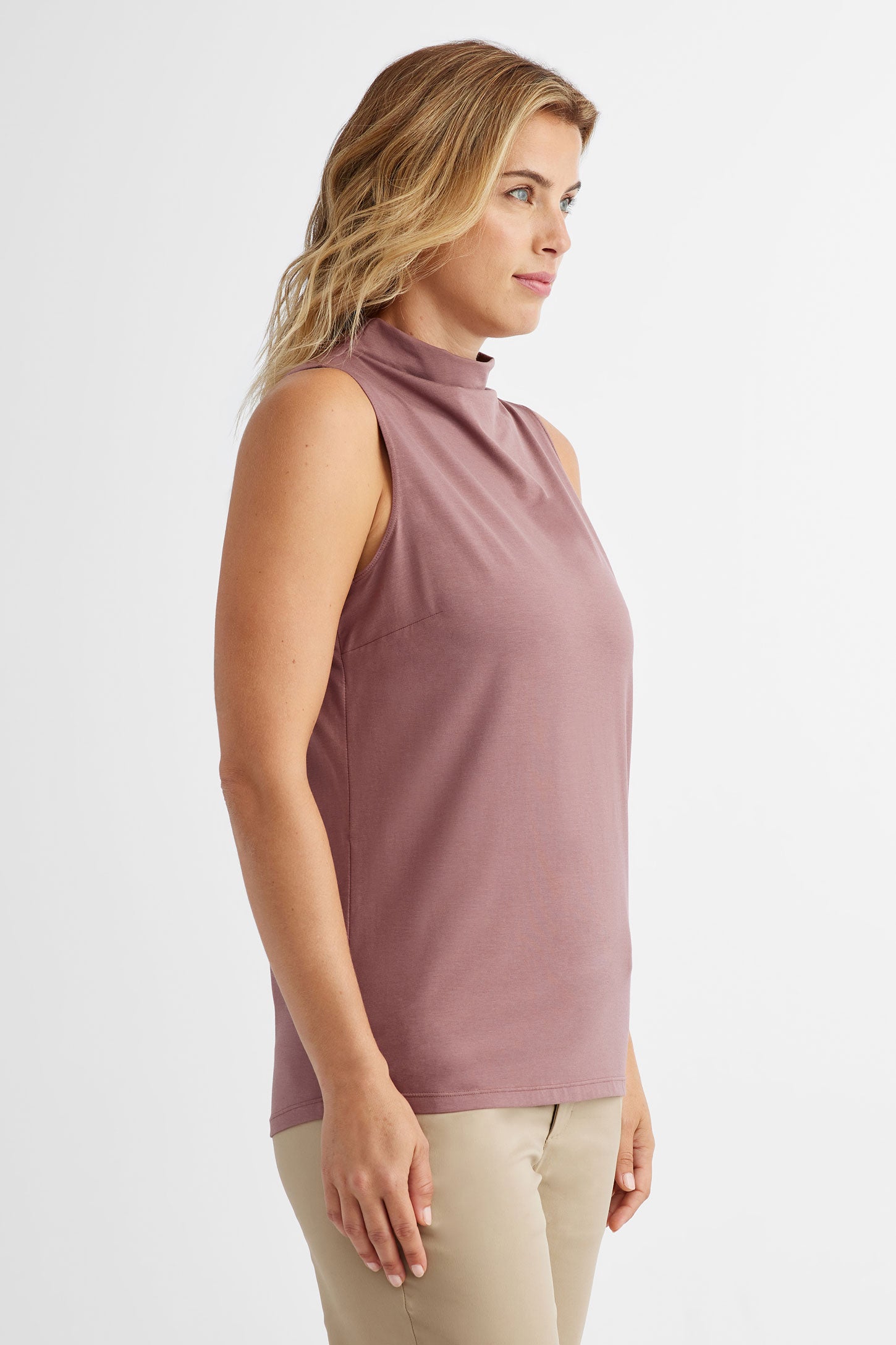 Camisole col montant extensible en Modal BM - Femme && TAUPE