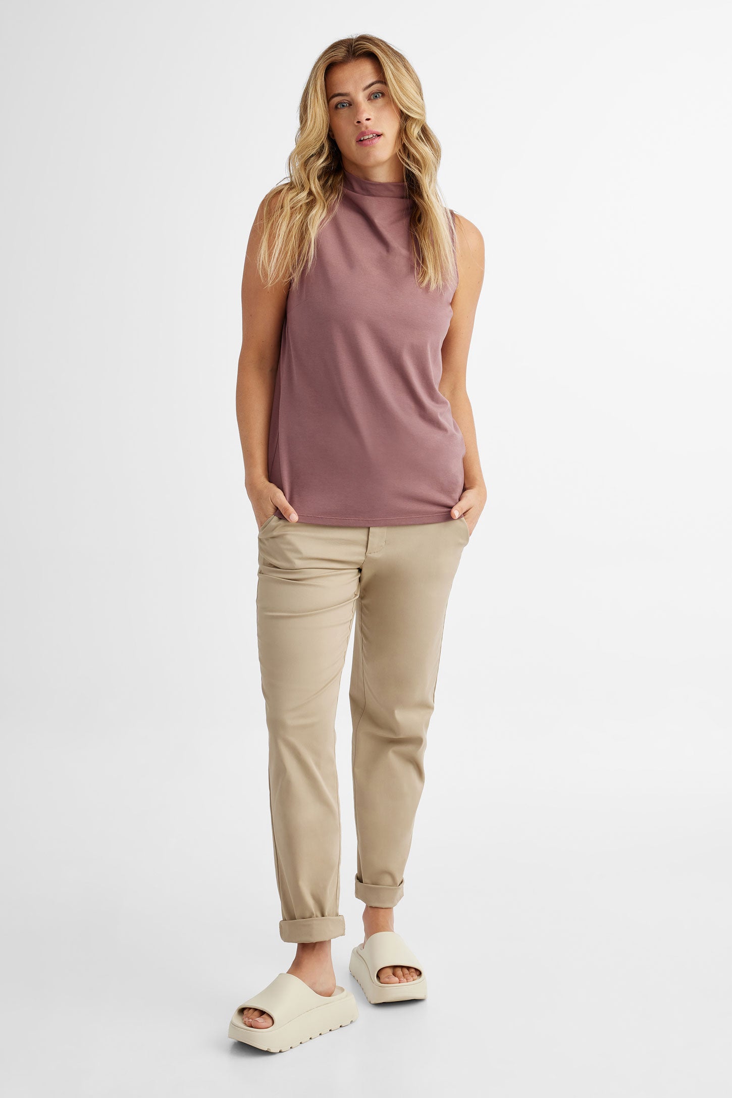 Camisole col montant extensible en Modal BM - Femme && TAUPE