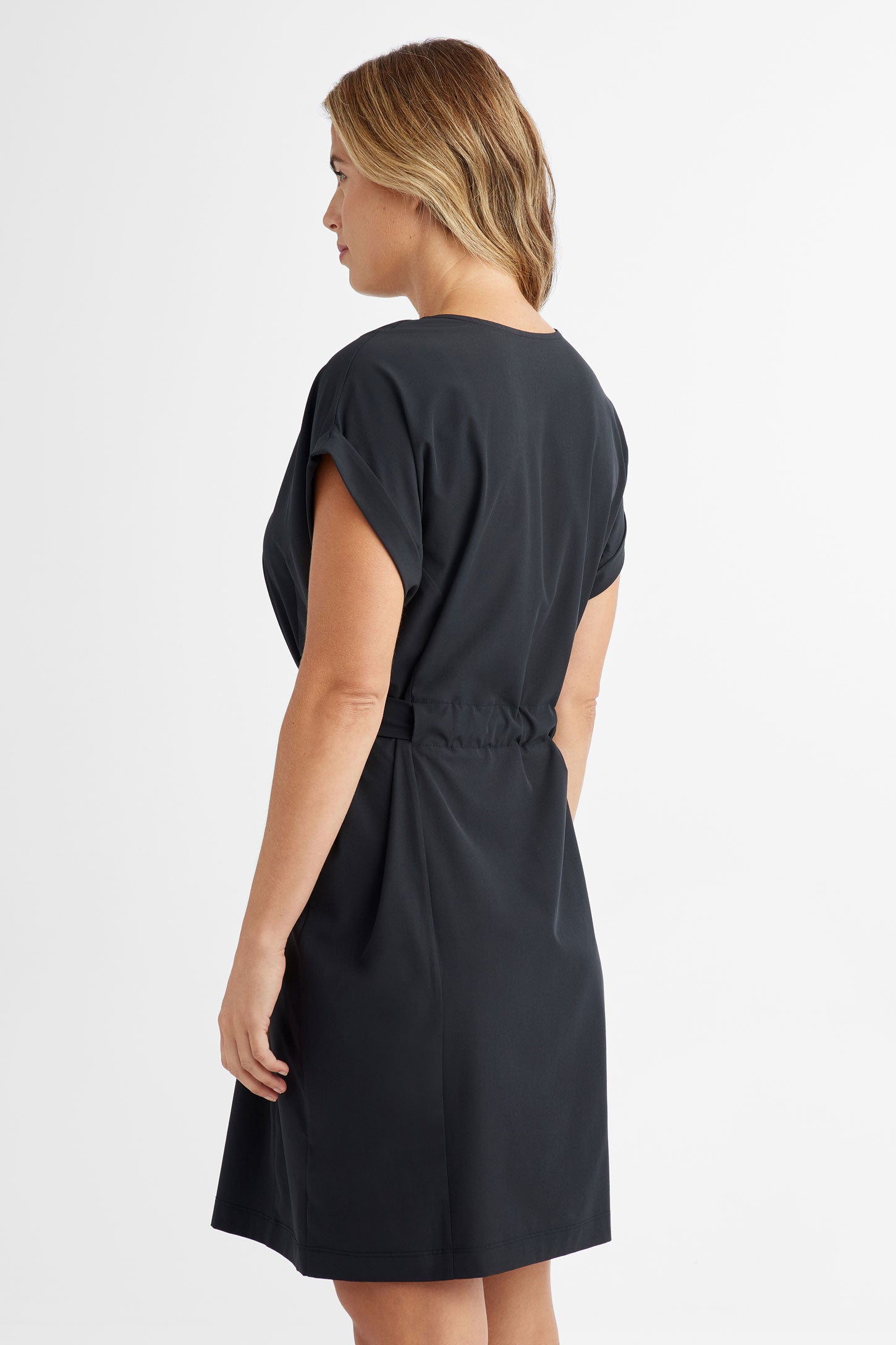 Robe manches courtes avec ceinture BM - Femme && NOIR