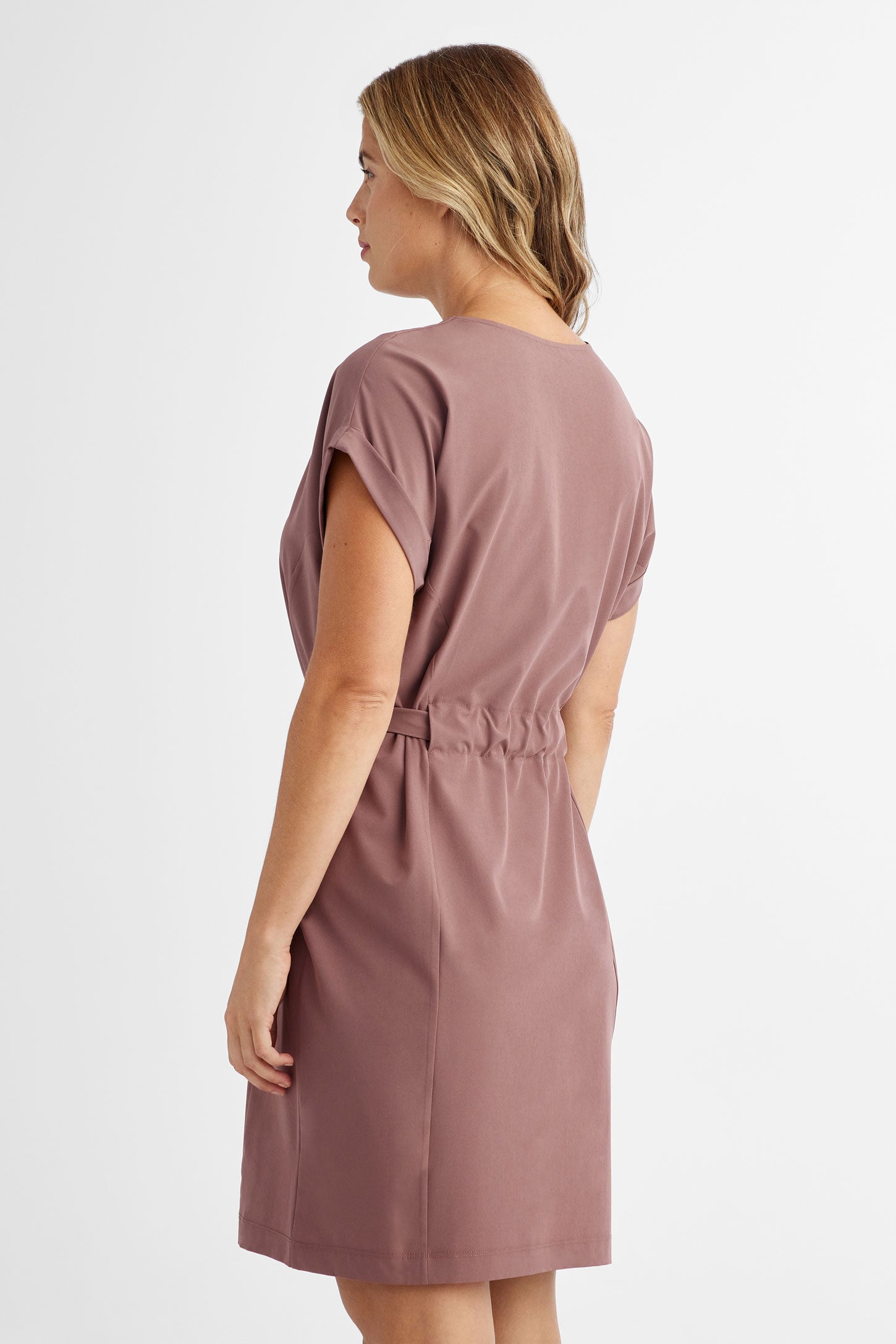 Robe manches courtes avec ceinture BM - Femme && TAUPE