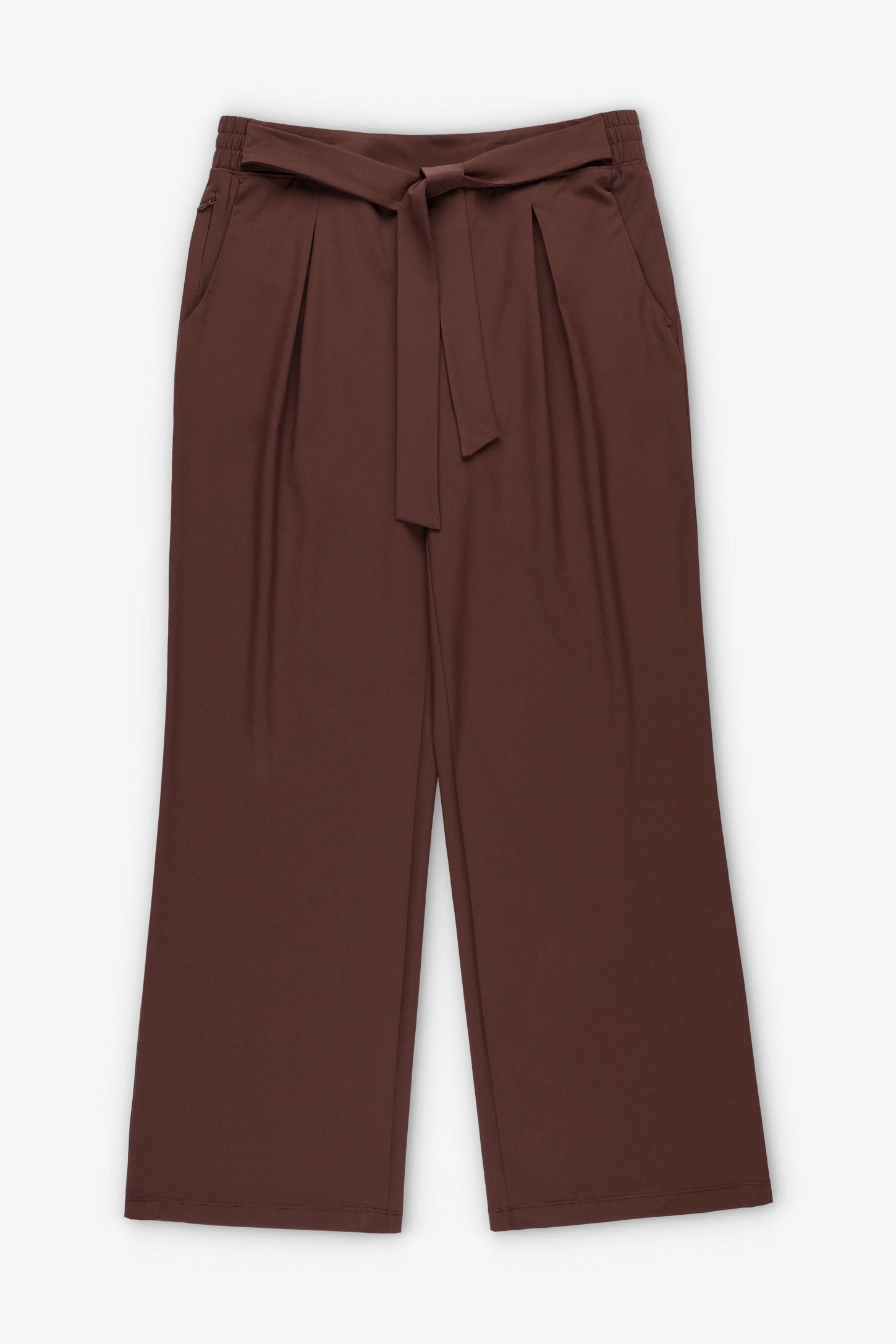 Pantalon à plis avec ceinture jambe évasée BM - Femme && BOURGOGNE