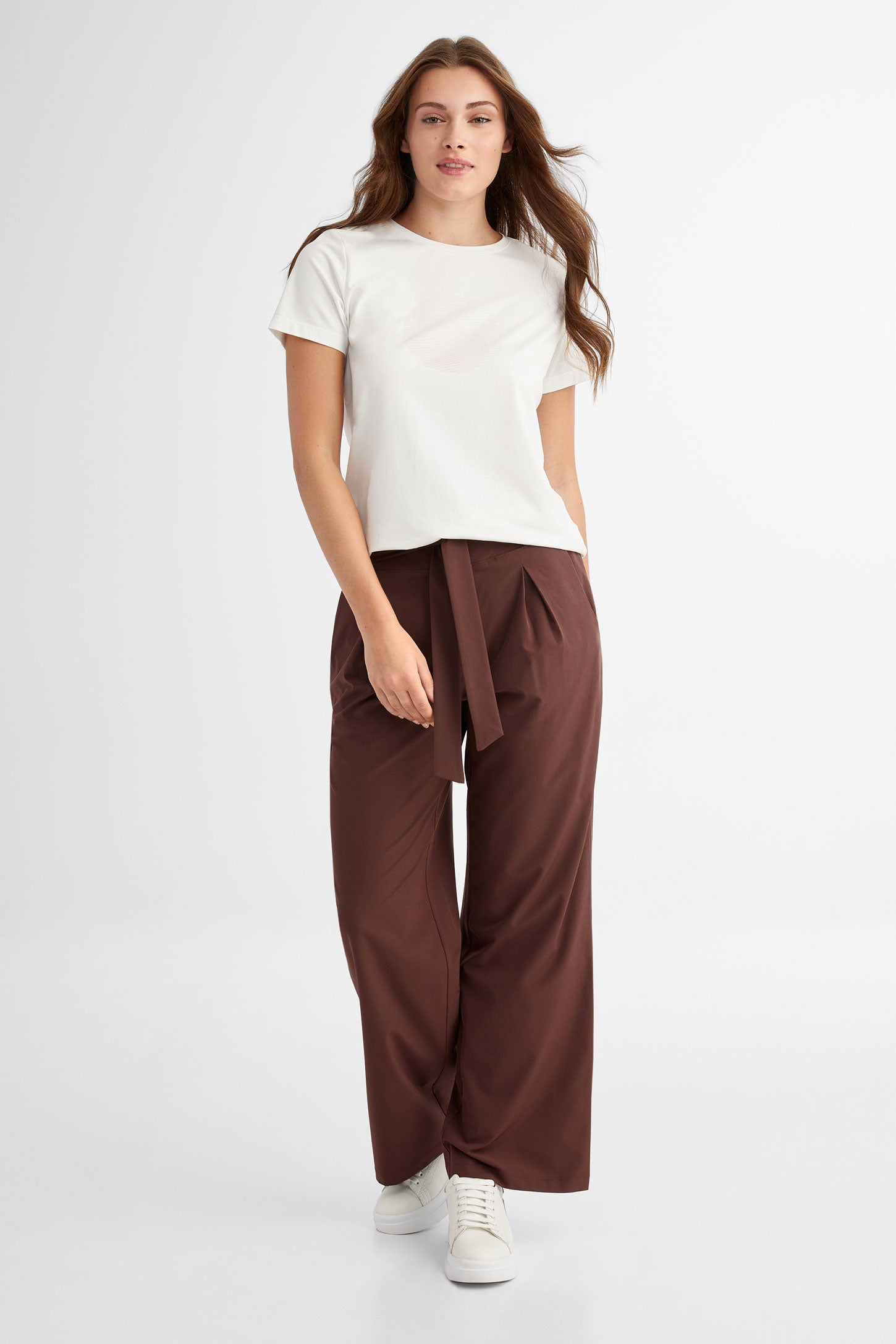 Pantalon à plis avec ceinture jambe évasée BM - Femme && BOURGOGNE