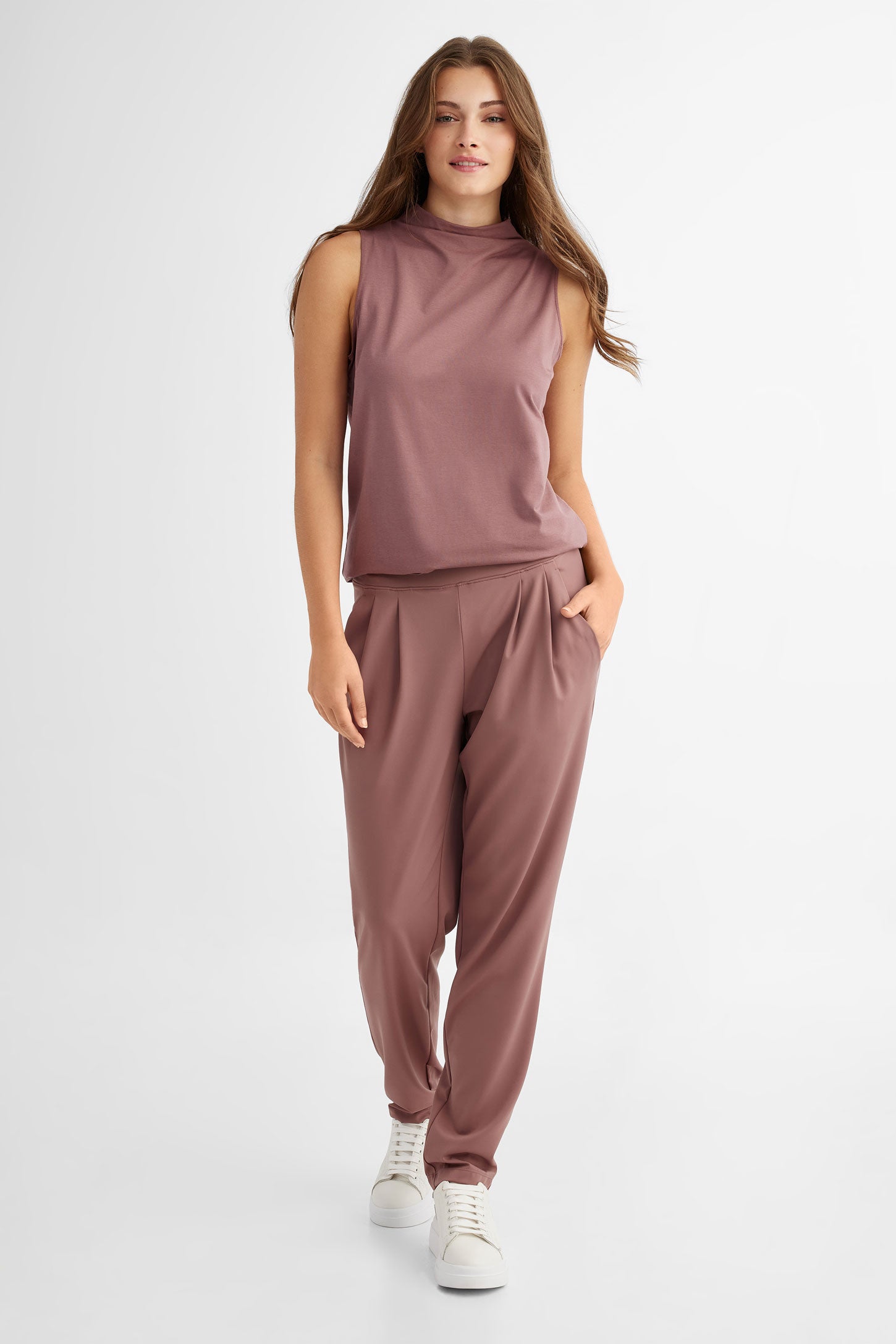 Pantalon jogger à plis BM - Femme && TAUPE