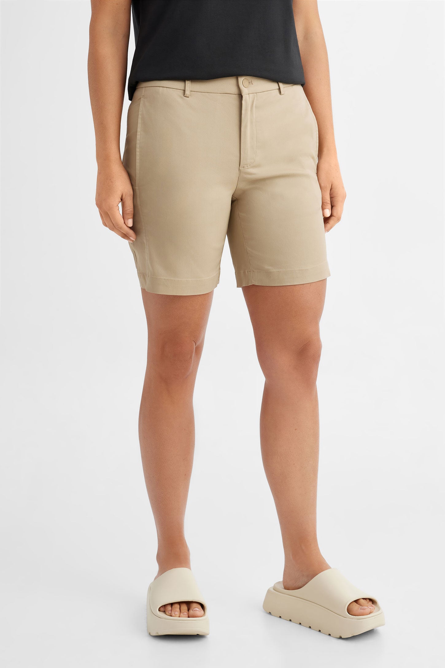 Short en twill extensible BM - Femme && BEIGE PALE