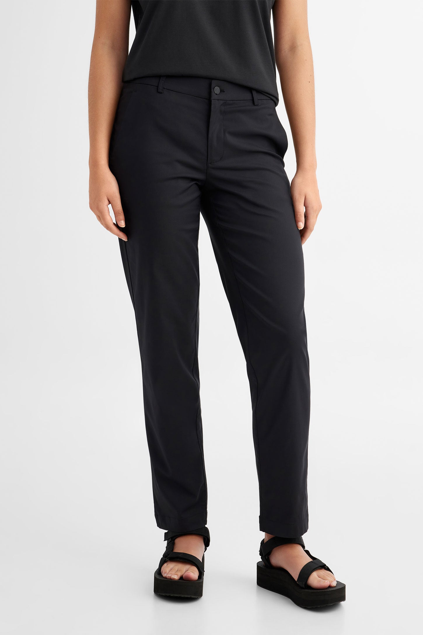 Pantalon coupe ajustée en twill extensible BM - Femme && NOIR