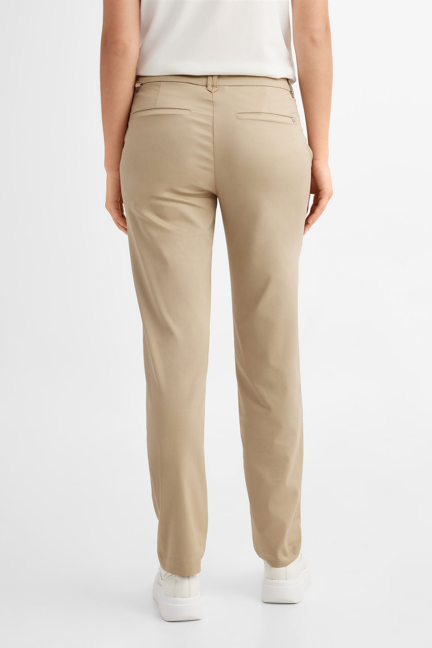 Pantalon coupe ajustée en twill extensible BM - Femme && BEIGE PALE