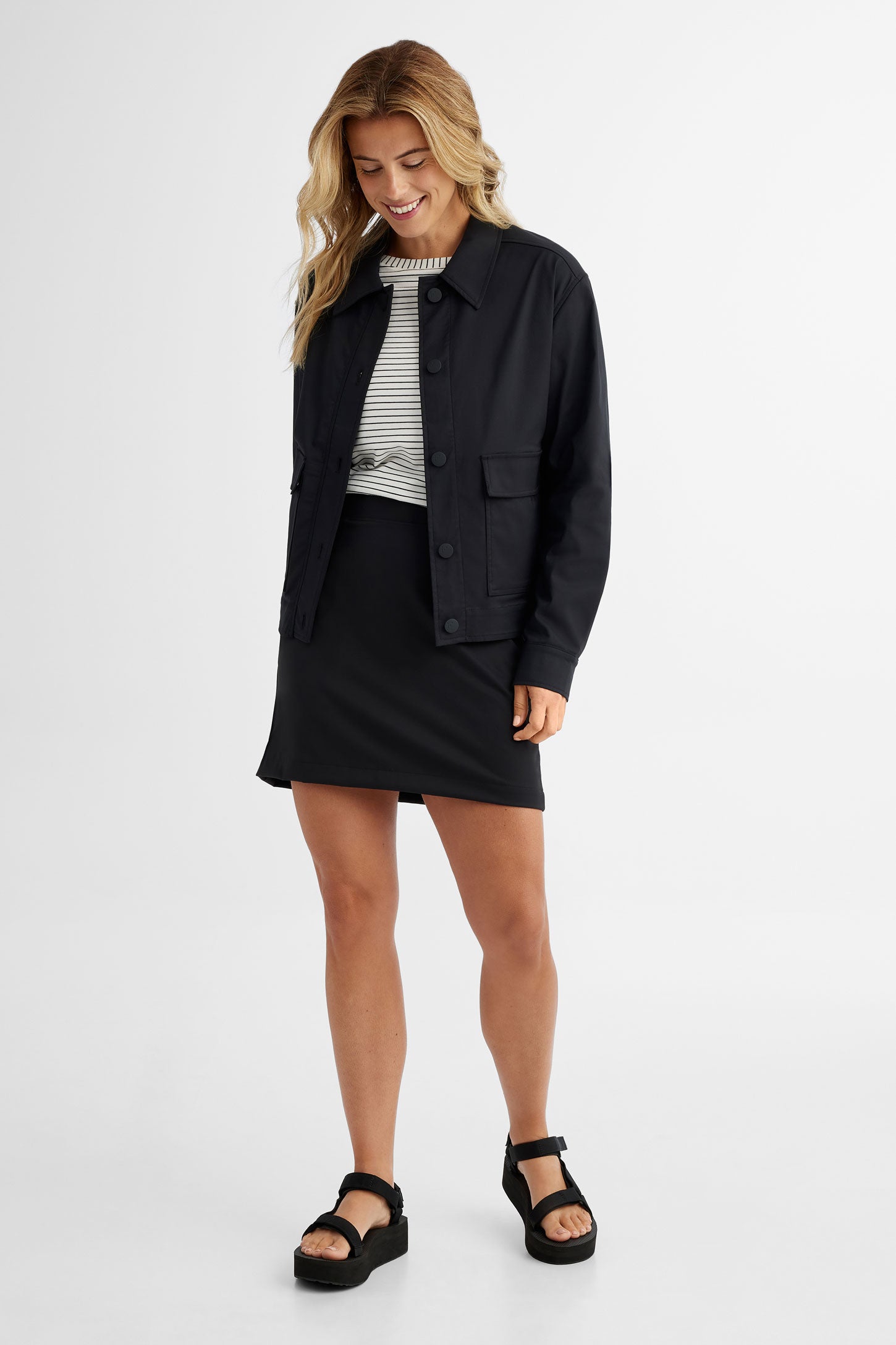 Veste cargo en twill extensible BM - Femme && NOIR