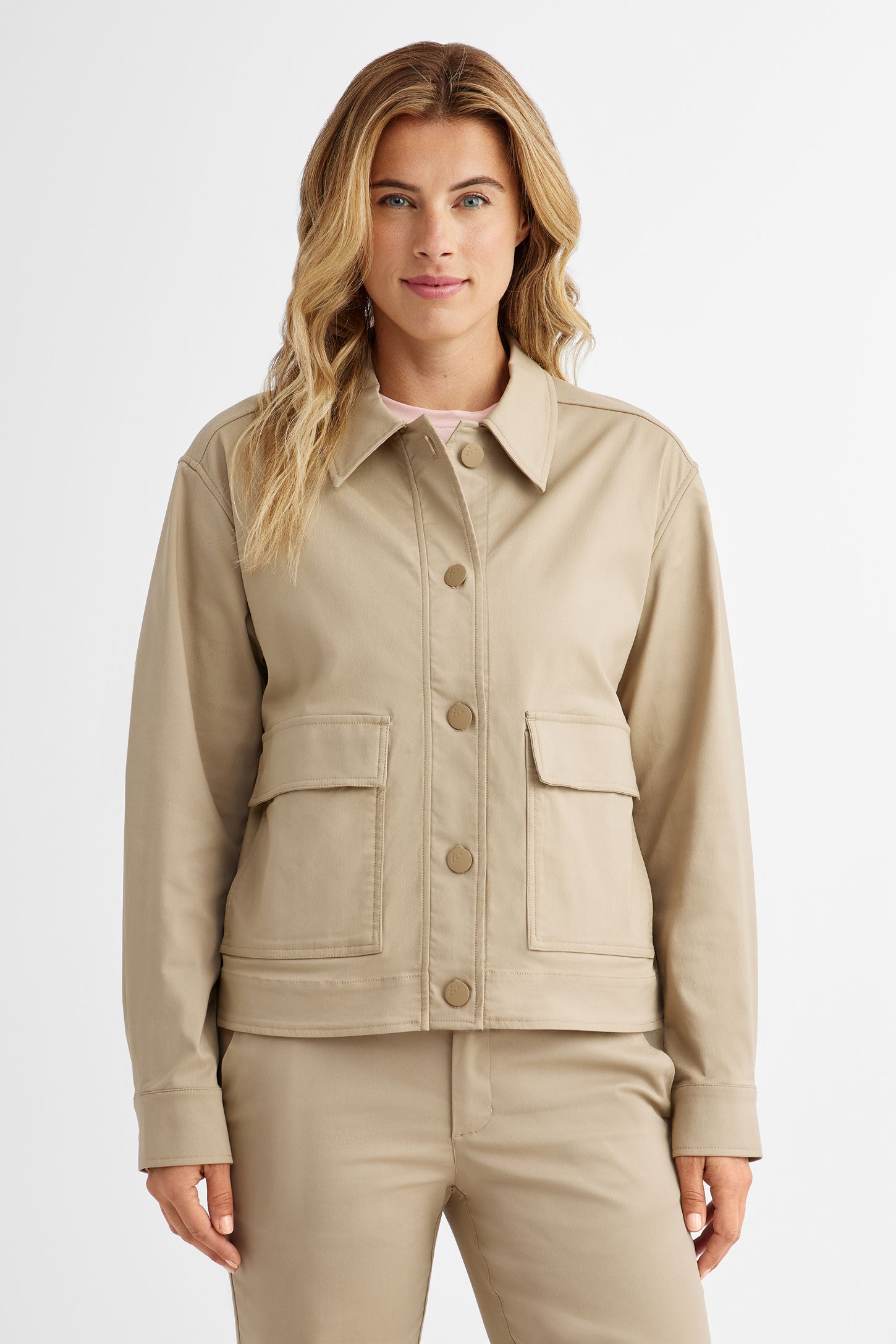 Veste cargo en twill extensible BM - Femme && BEIGE PALE