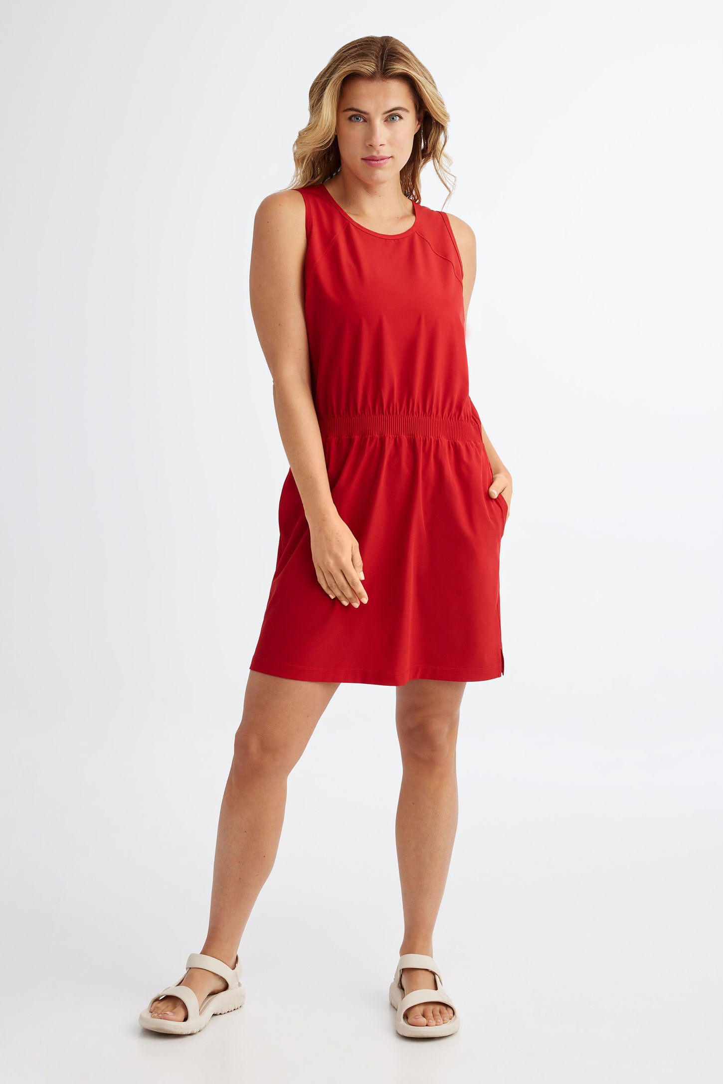 Robe sans manches taille élastique BM - Femme && ROUGE