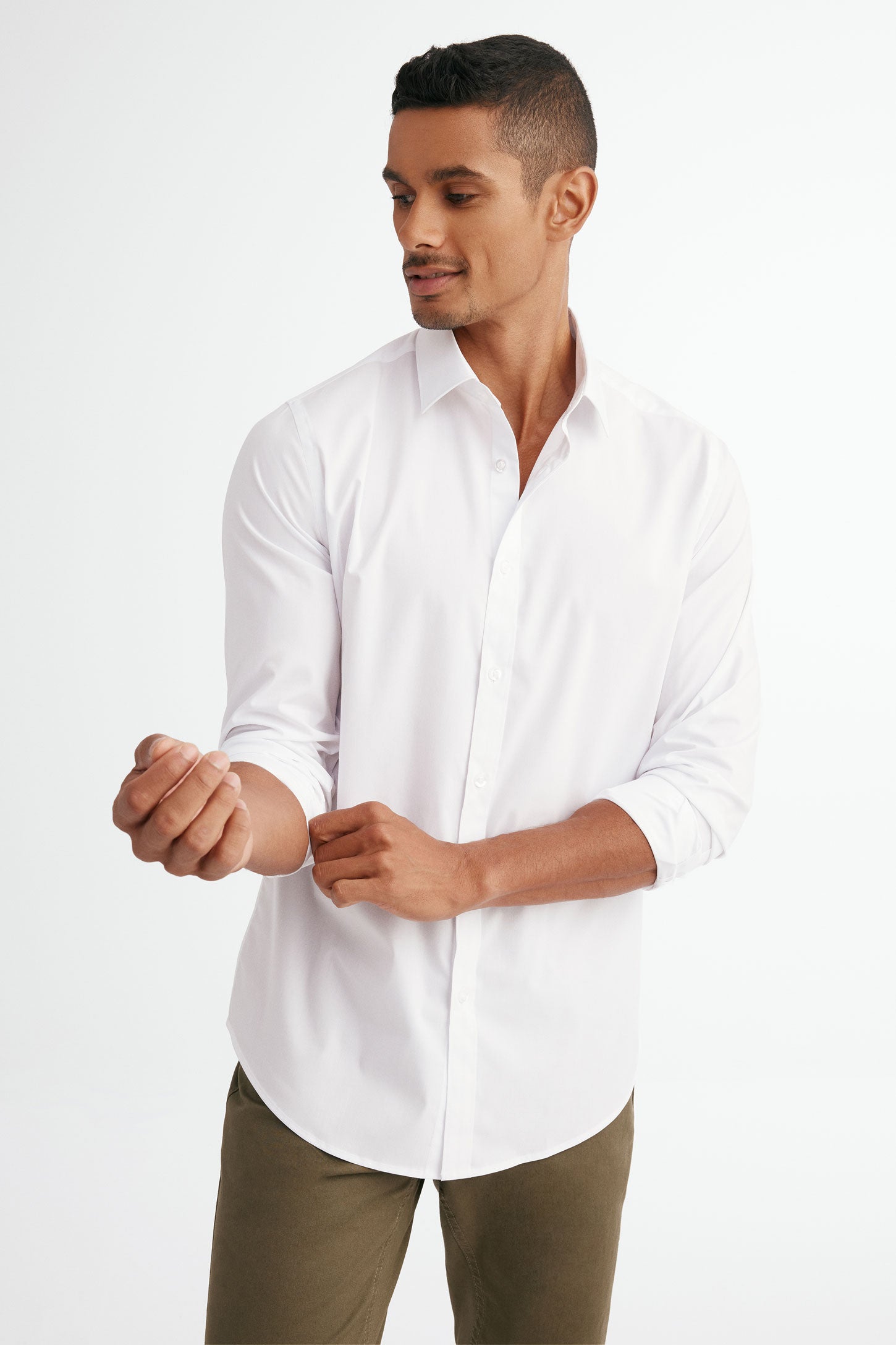 Chemise semi-ajustée popeline de coton infroissable - Homme && BLANC