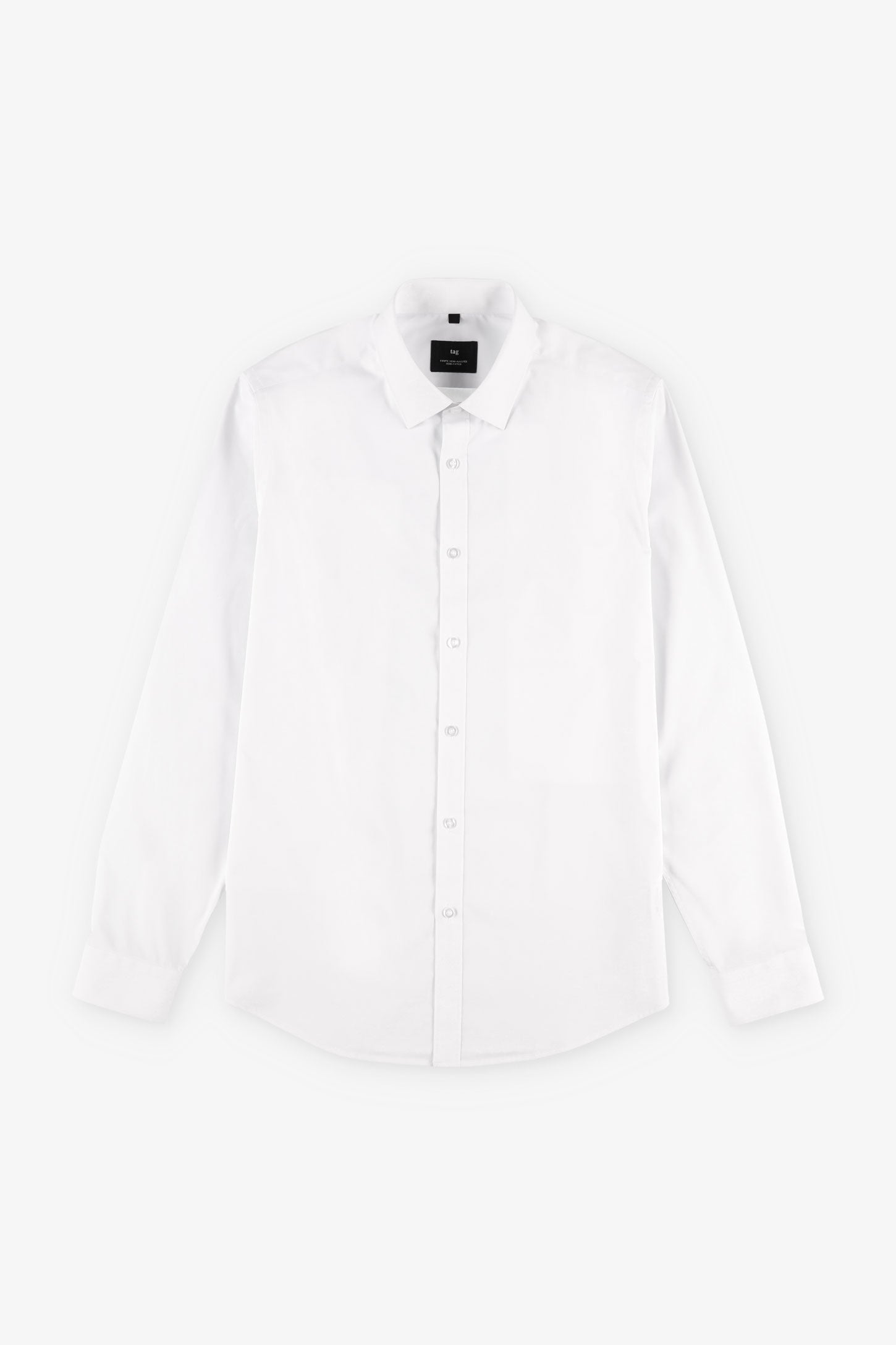 Chemise semi-ajustée popeline de coton infroissable - Homme && BLANC