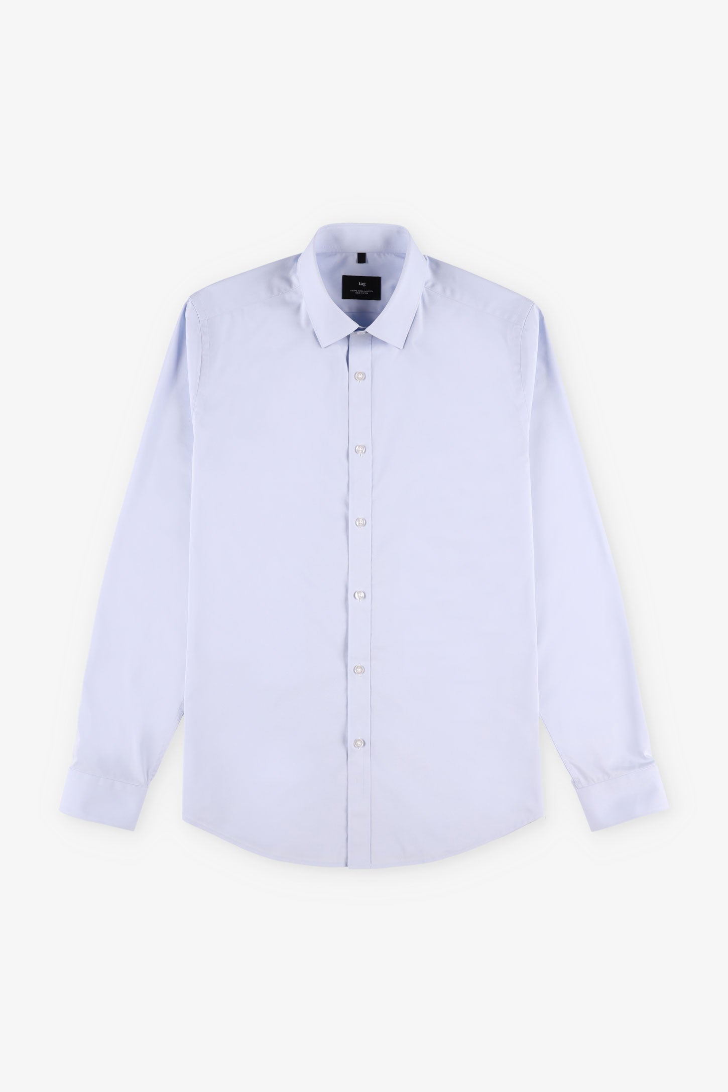 Chemise semi-ajustée popeline de coton infroissable - Homme && BLEU