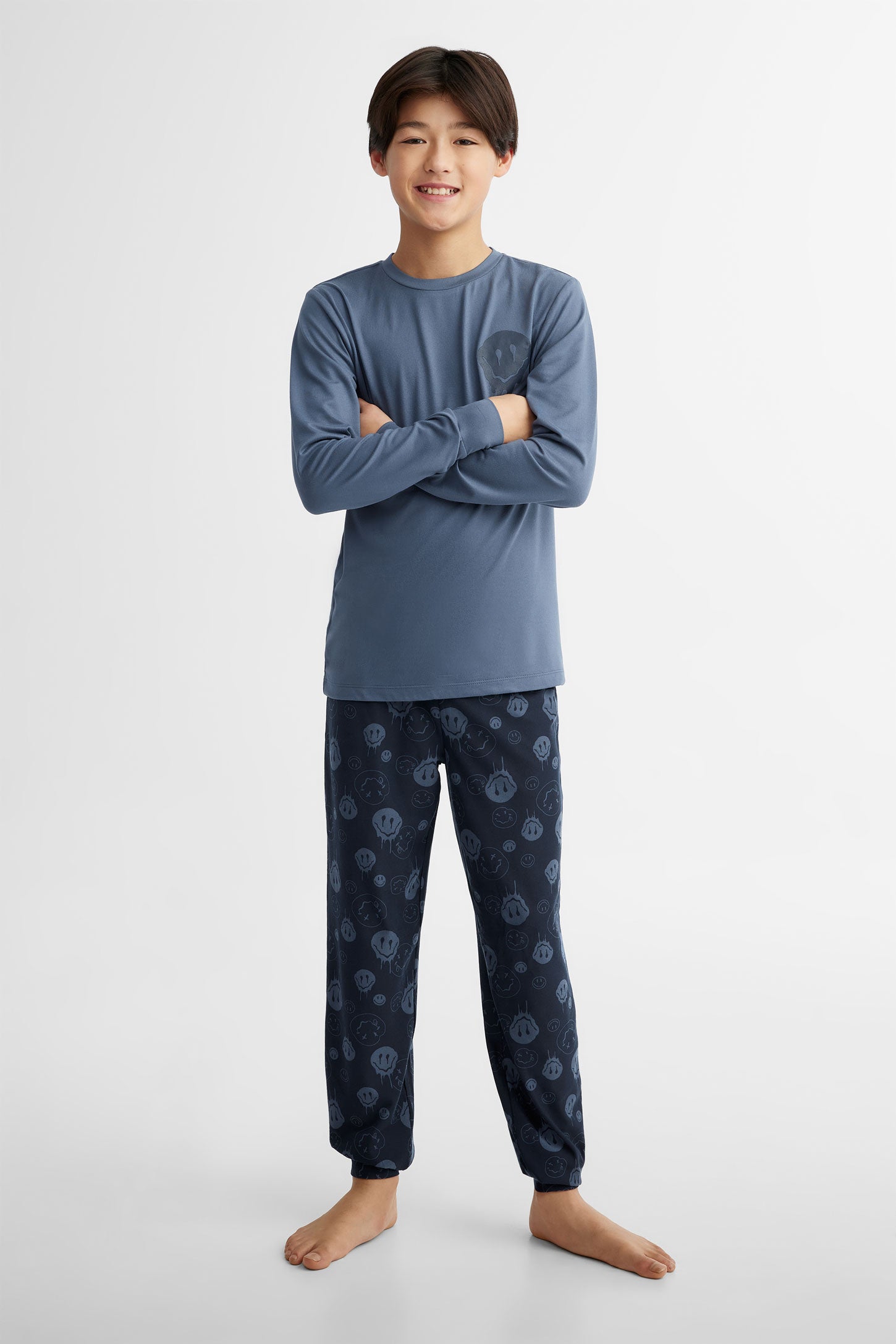 Chandail pyjama manches longues en Moss - Ado garçon && BLEU