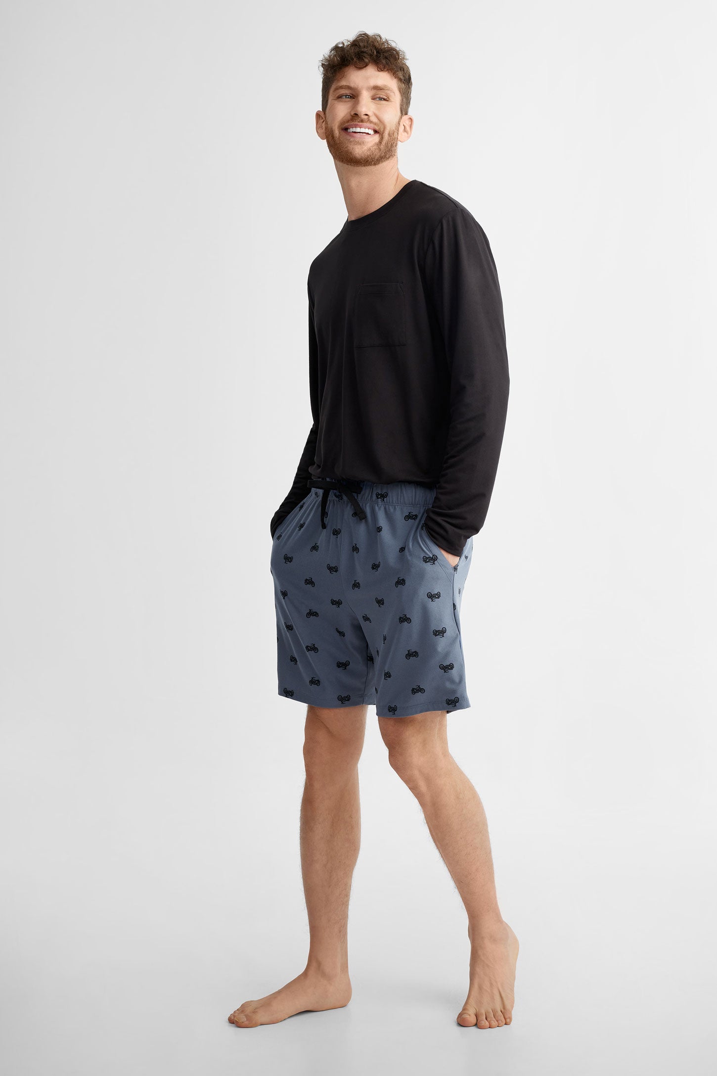 Duos futés, Short pyjama en Moss, 2/40$ - Homme && BLEU MARINE MUL