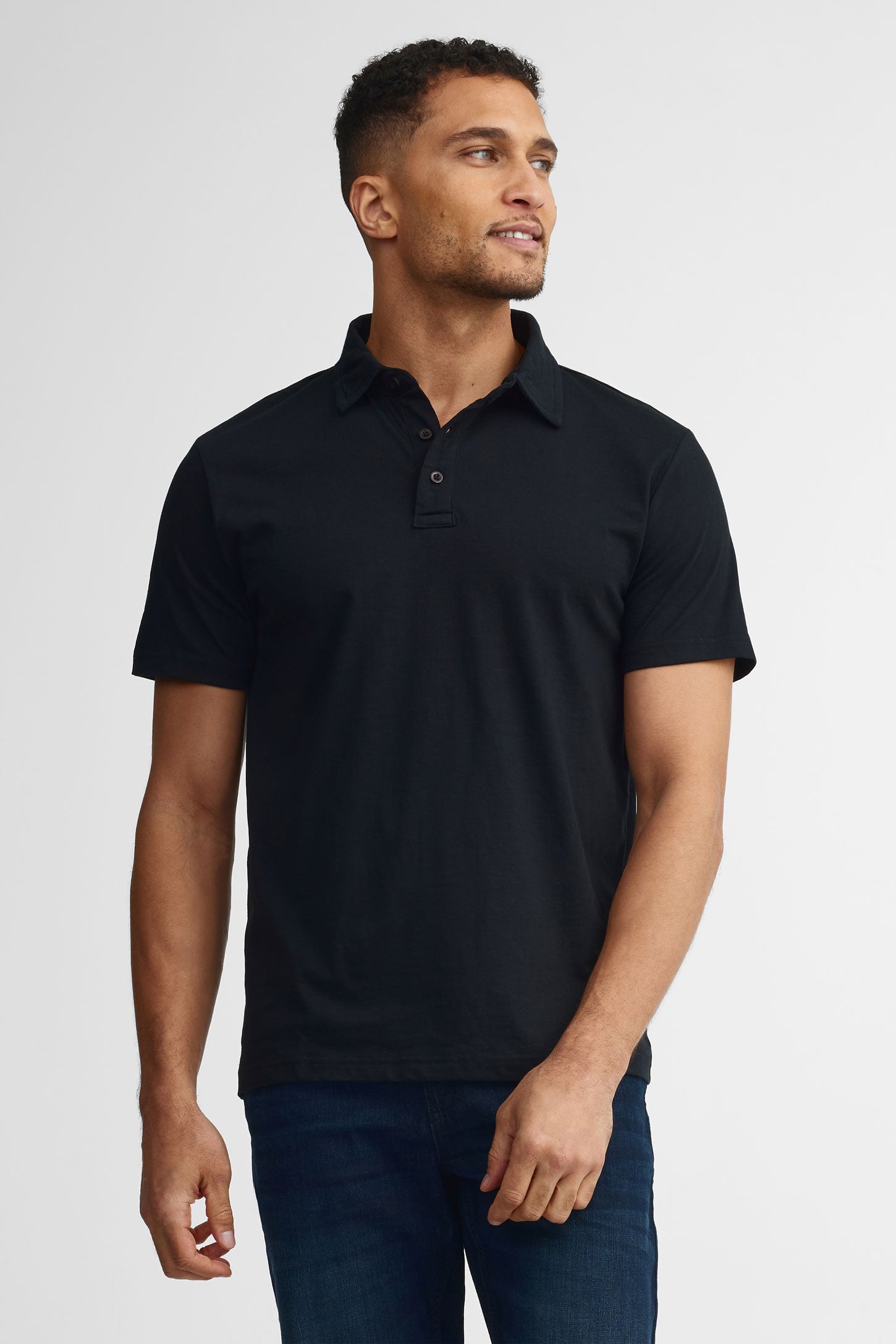 Polo manches courtes coton - Homme && NOIR