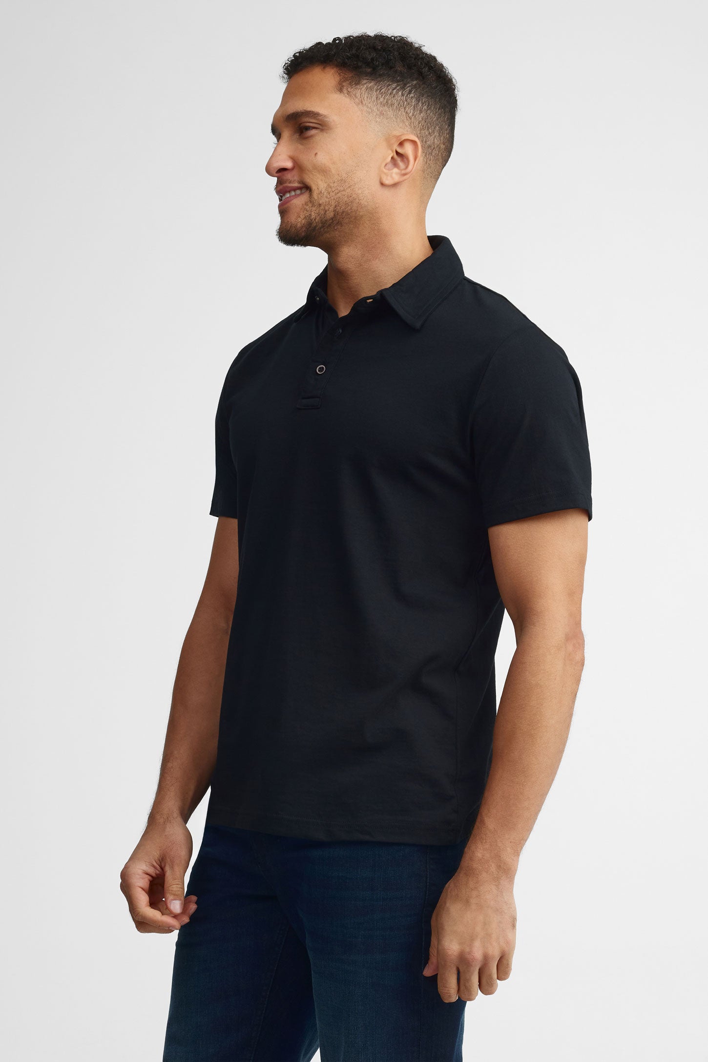 Polo manches courtes coton - Homme && NOIR