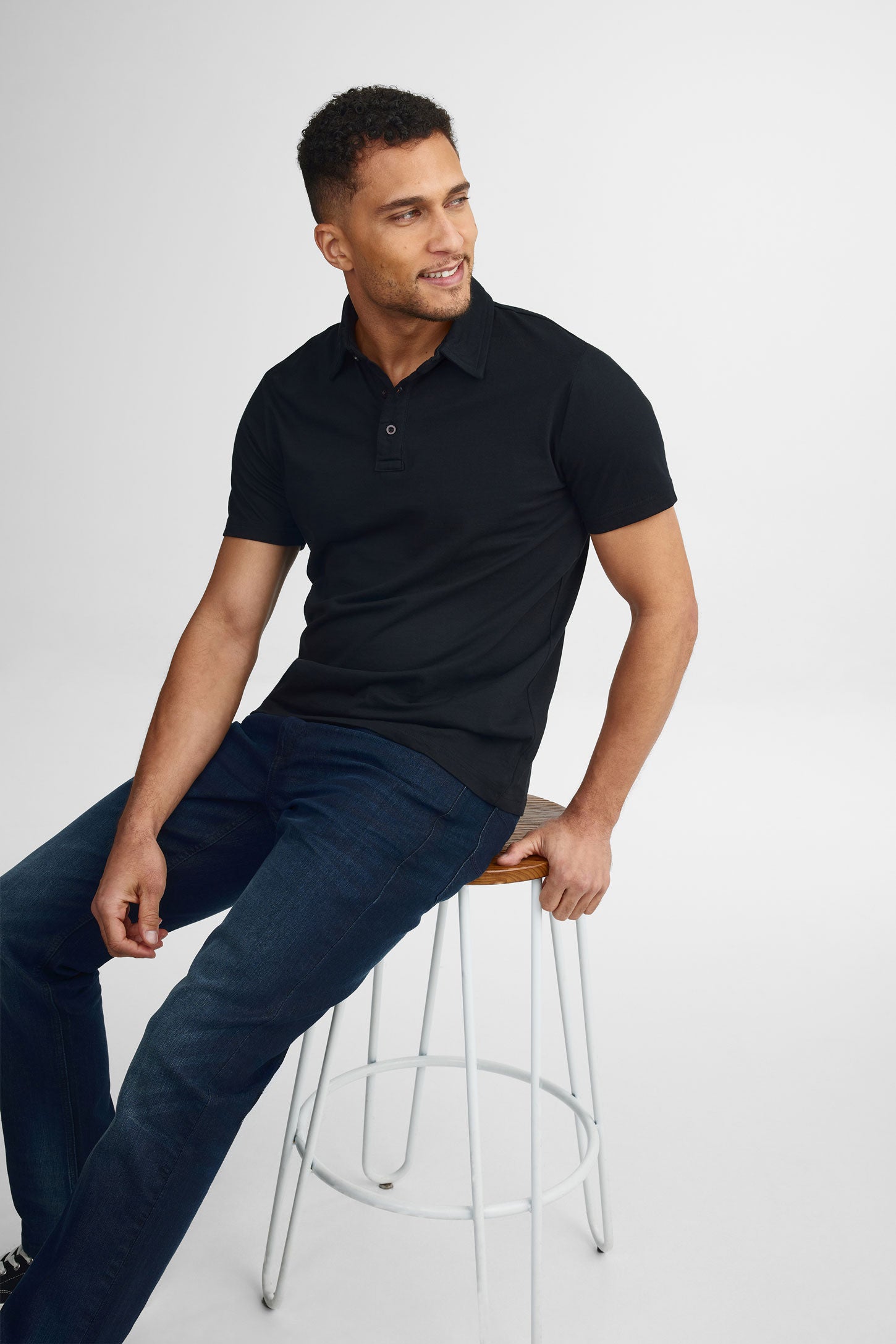 Polo manches courtes coton - Homme && NOIR