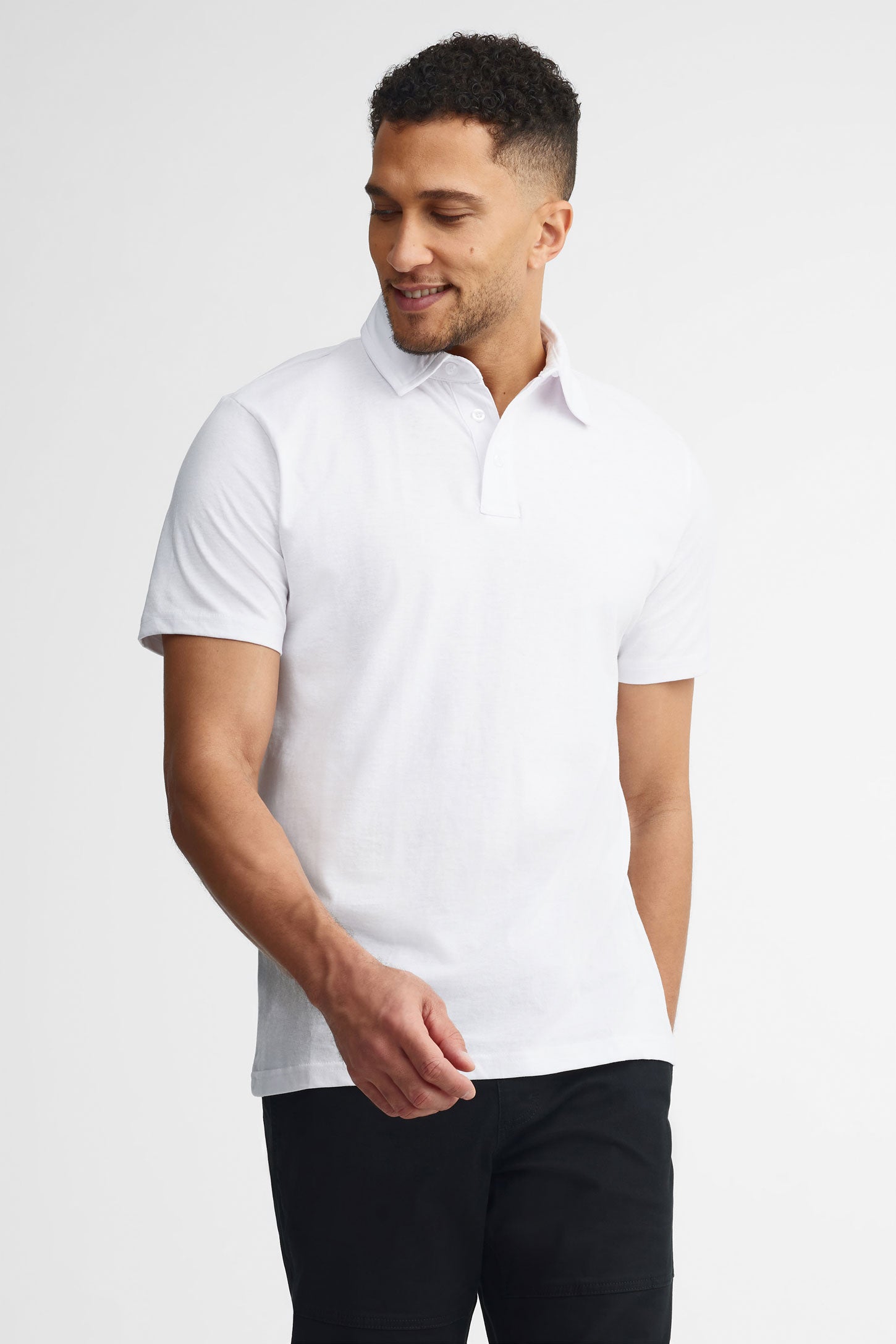 Polo manches courtes coton - Homme && BLANC