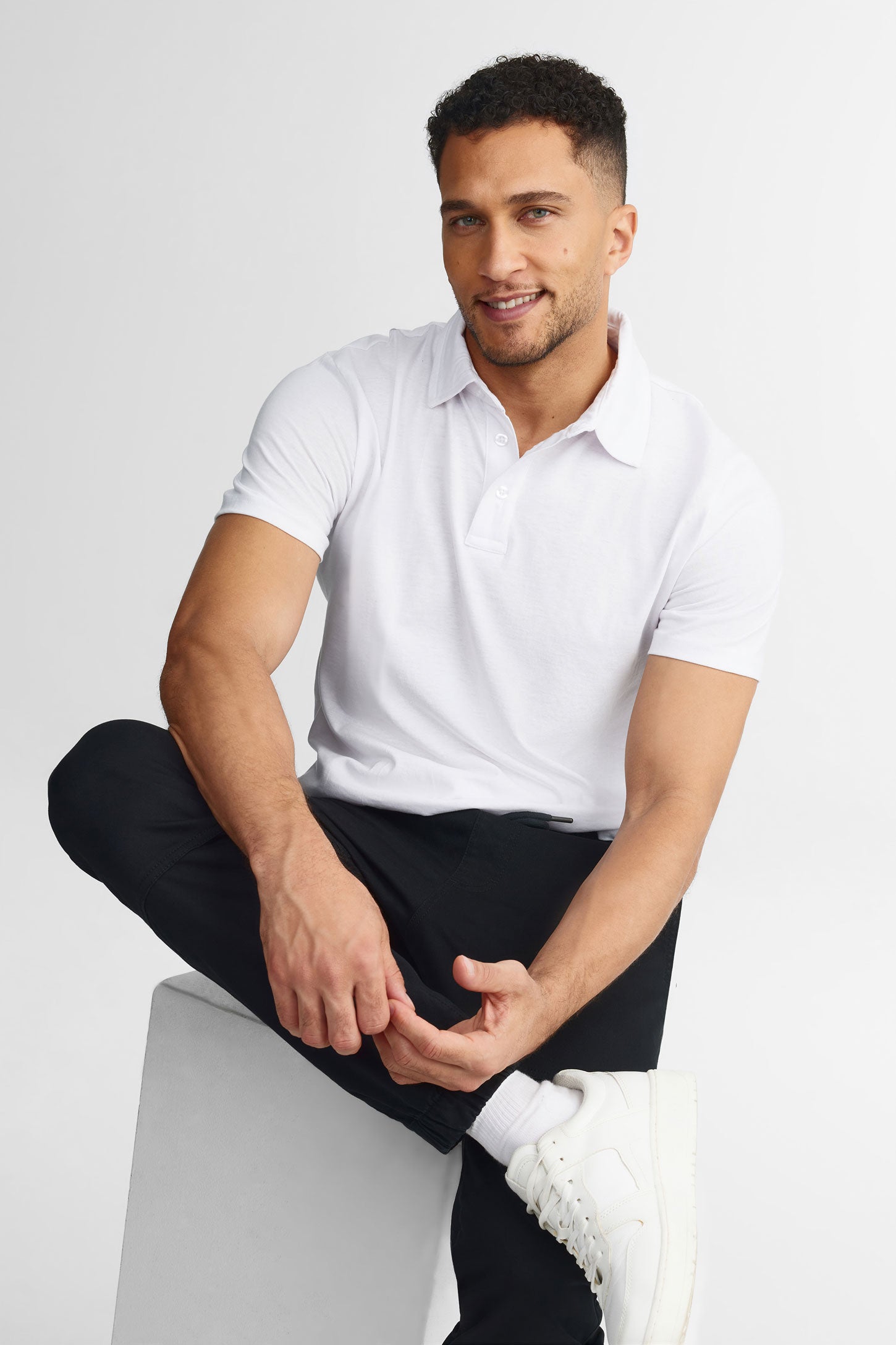 Polo manches courtes coton - Homme && BLANC