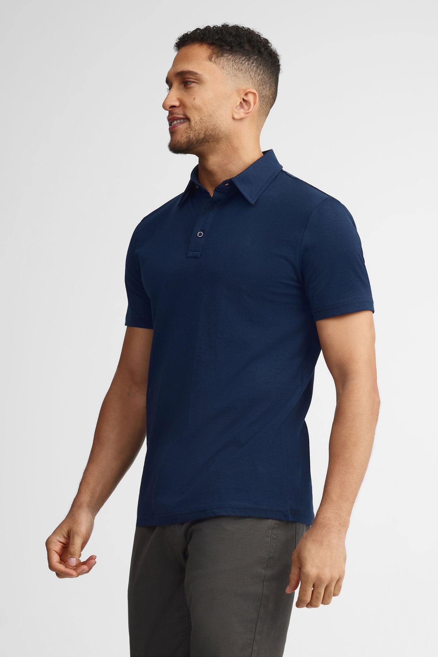 Polo manches courtes coton - Homme && BLEU FONCE