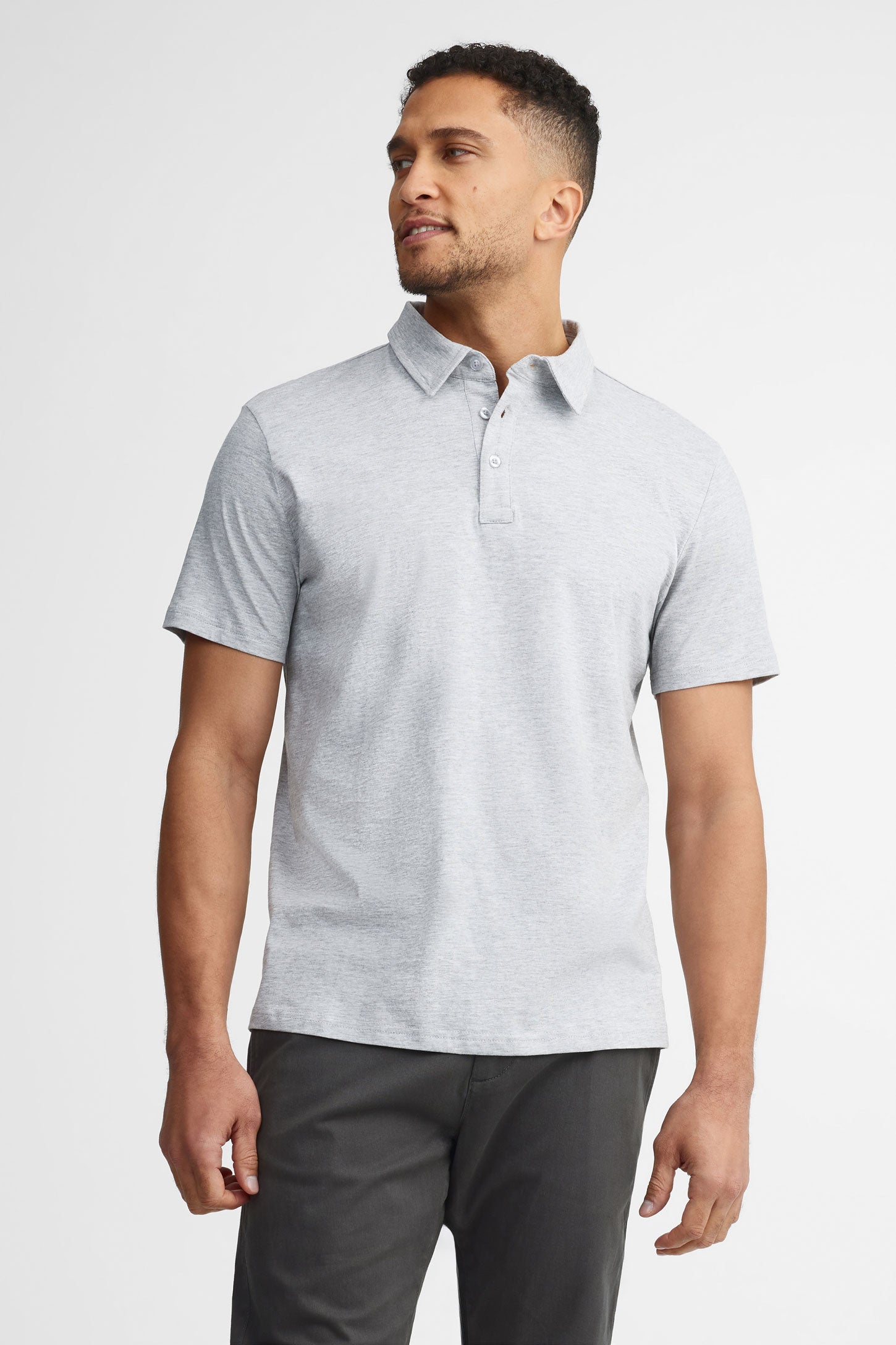 Polo manches courtes coton - Homme && GRIS PALE