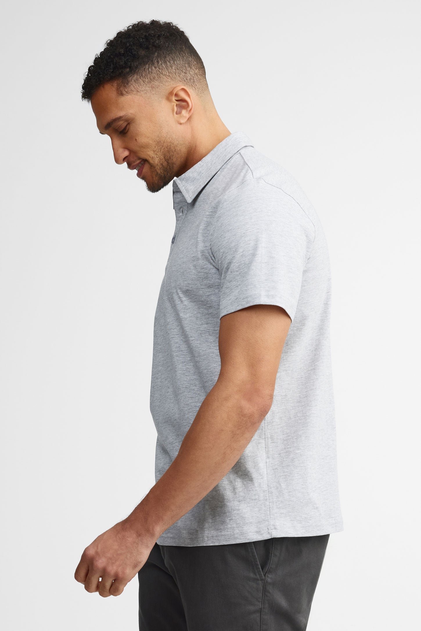 Polo manches courtes coton - Homme && GRIS PALE