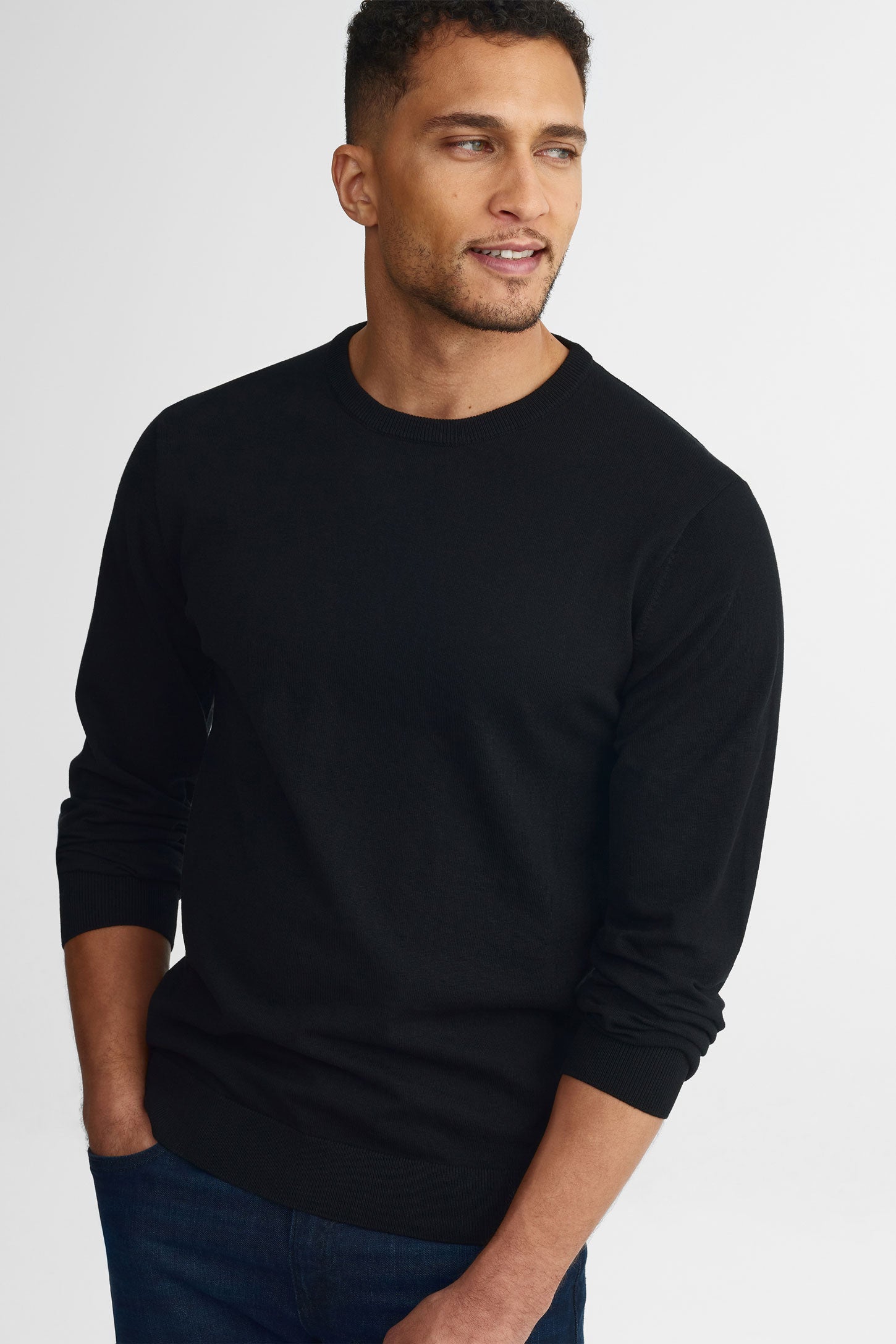 Chandail col rond tricot - Homme && NOIR