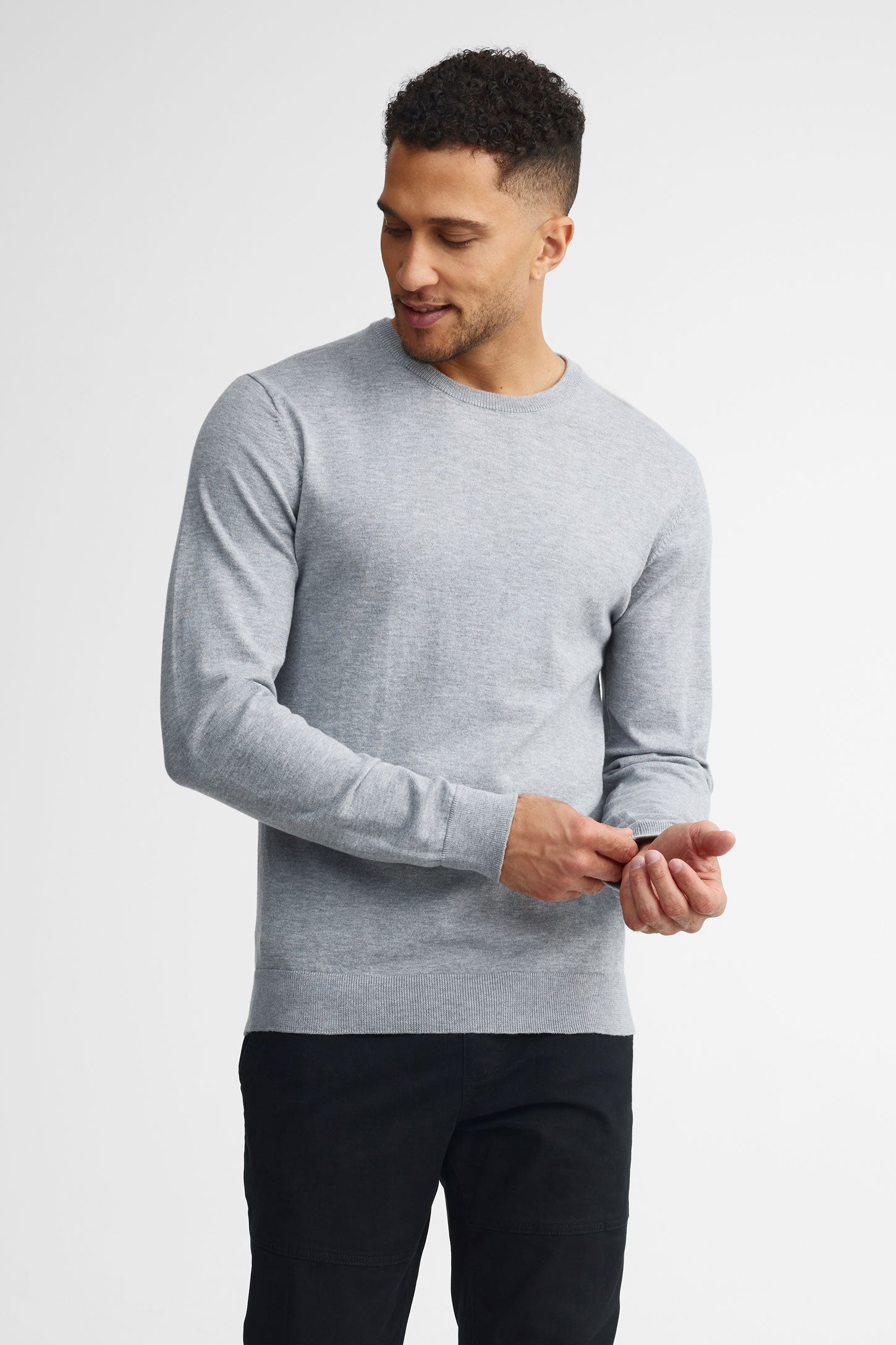 Chandail col rond tricot - Homme && GRIS MIXTE