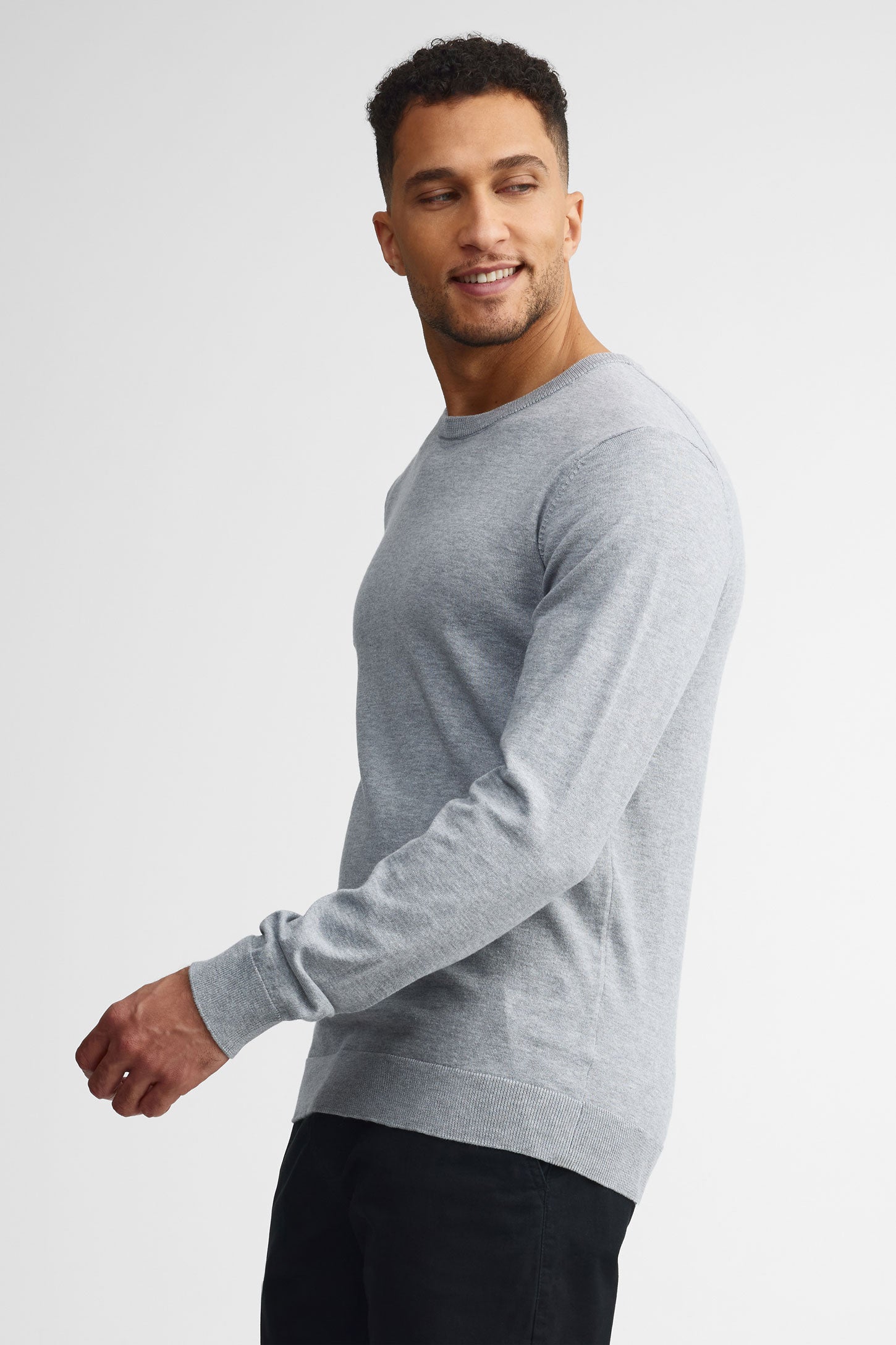 Chandail col rond tricot - Homme && GRIS MIXTE