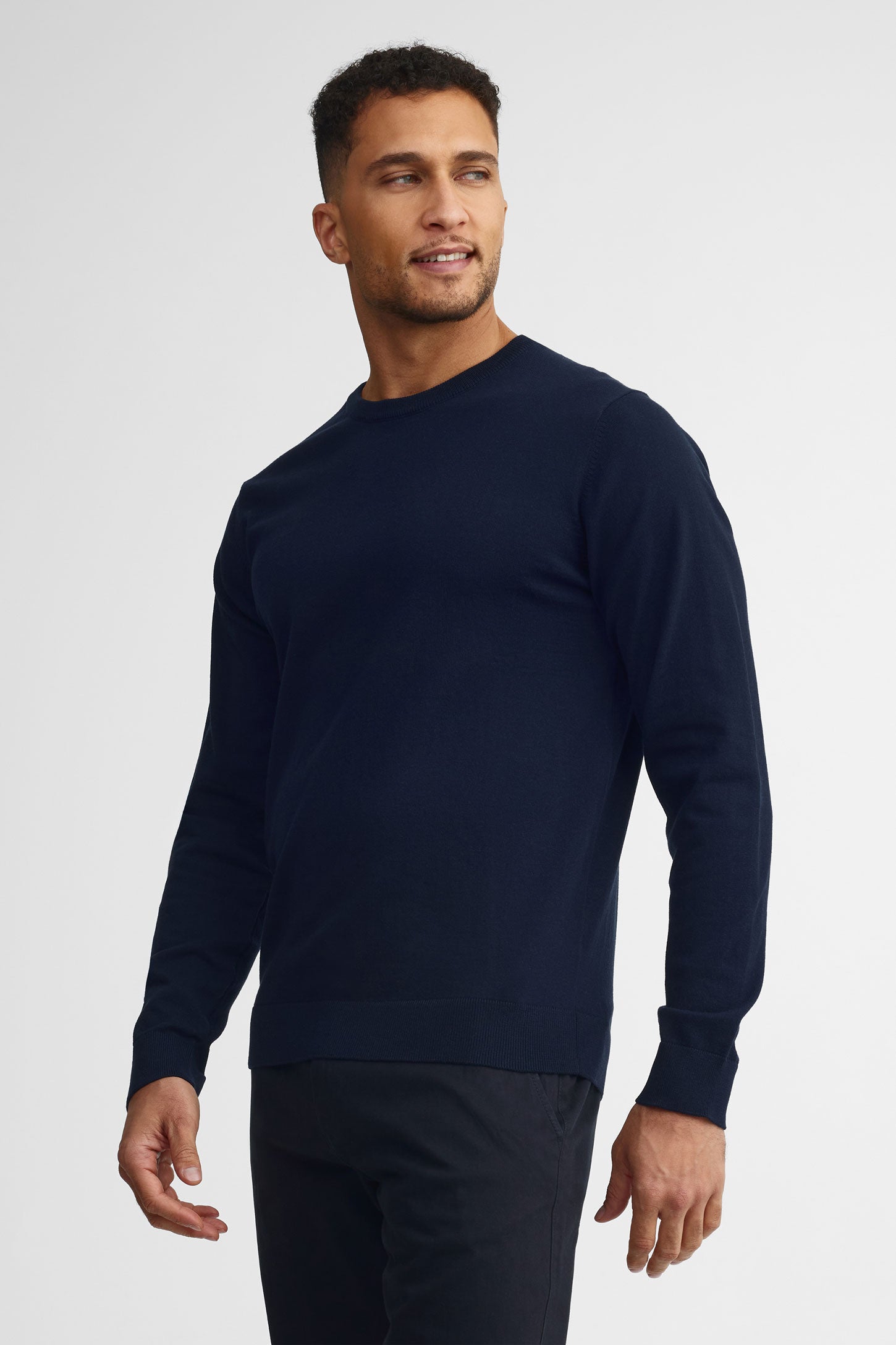 Chandail col rond tricot - Homme && MARIN