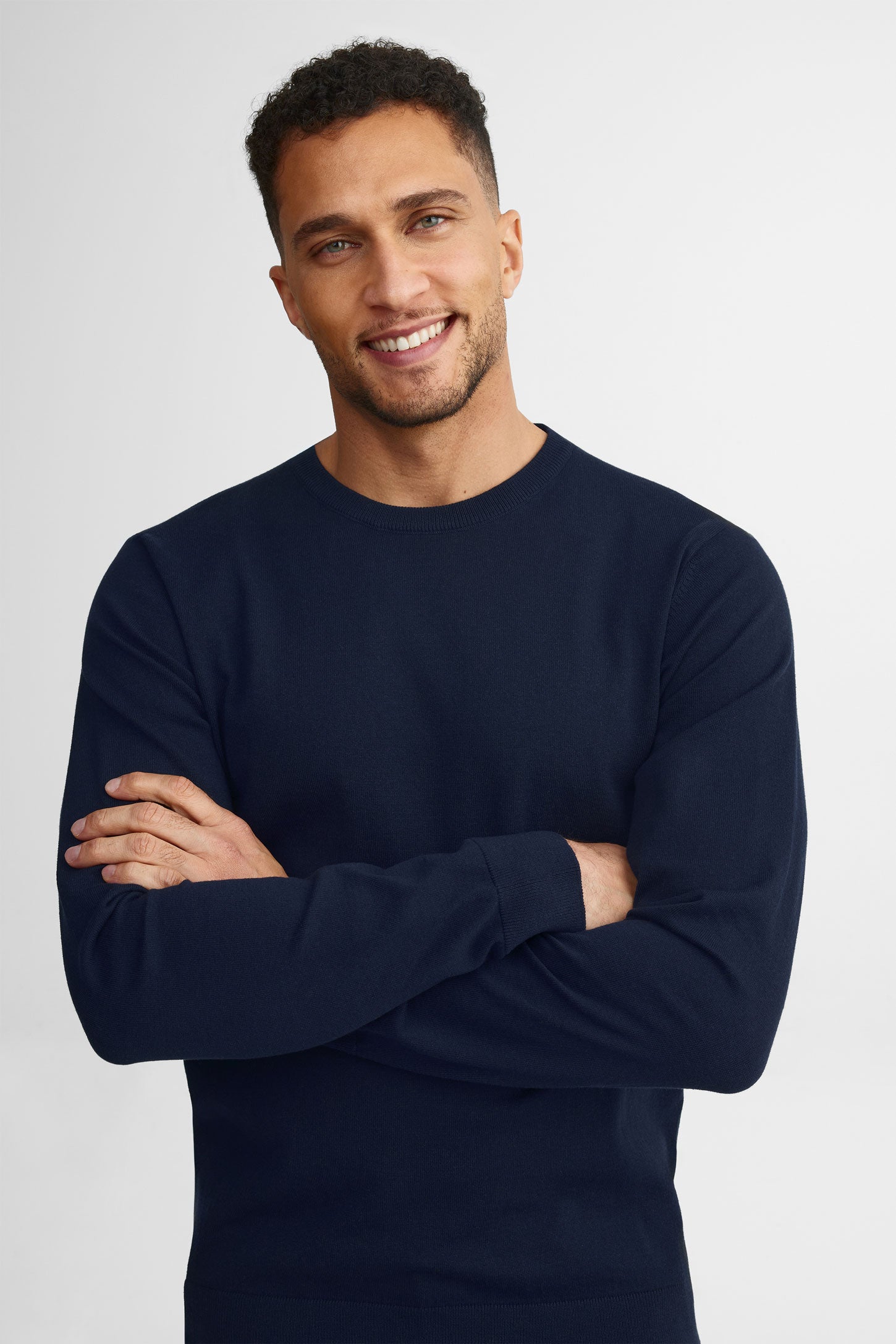 Chandail col rond tricot - Homme && MARIN