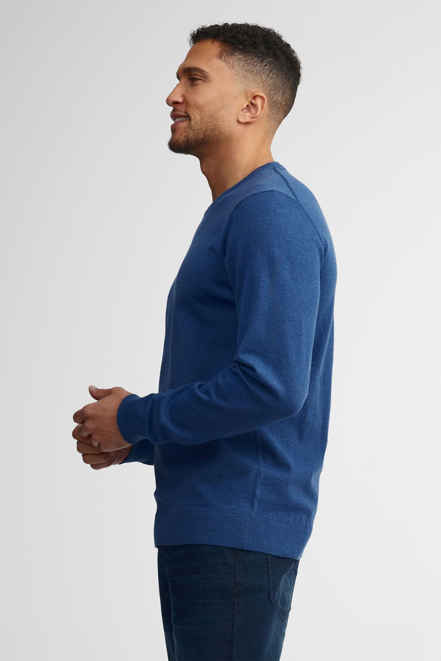 Chandail col rond tricot - Homme && MARIN MIXTE