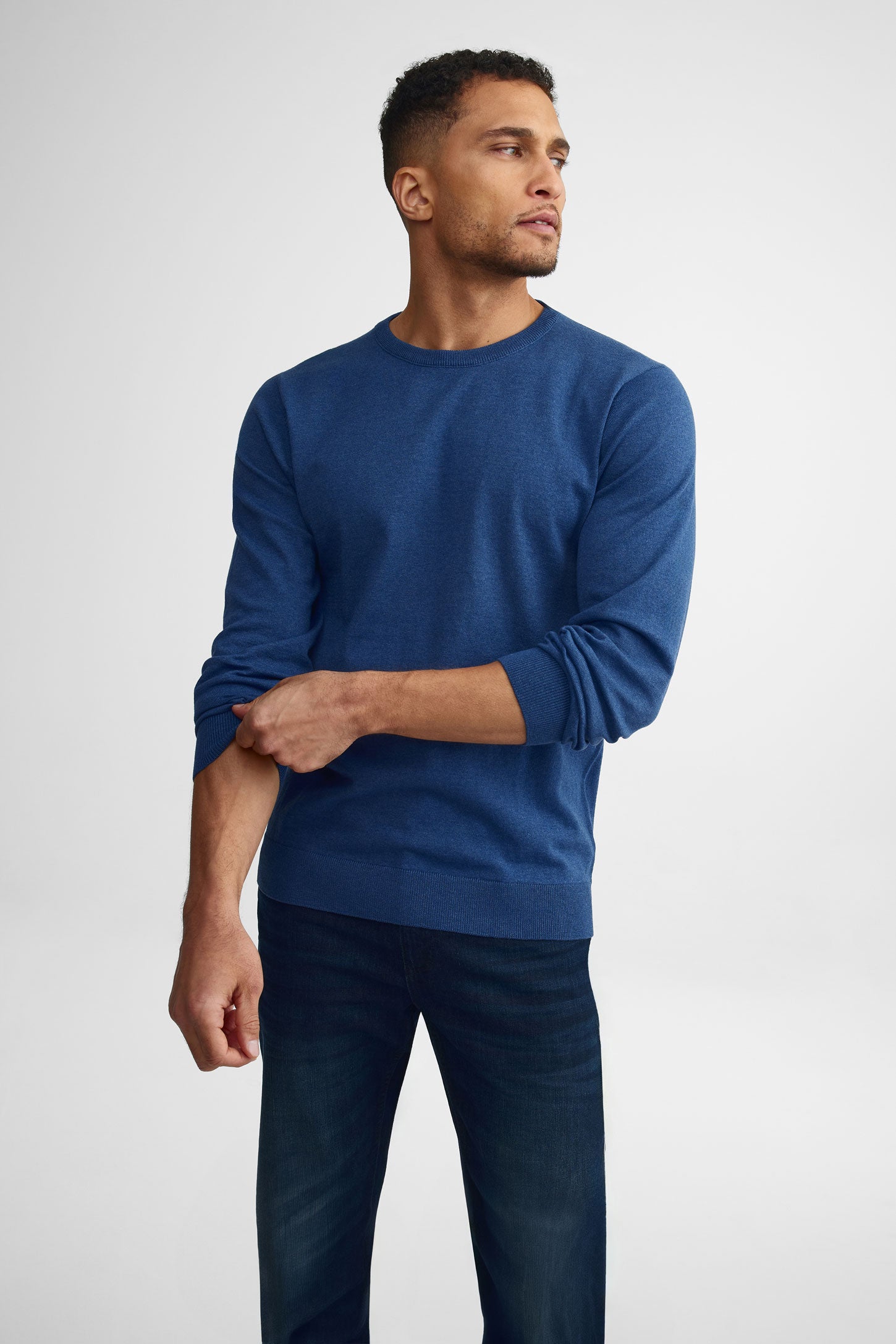 Chandail col rond tricot - Homme && MARIN MIXTE