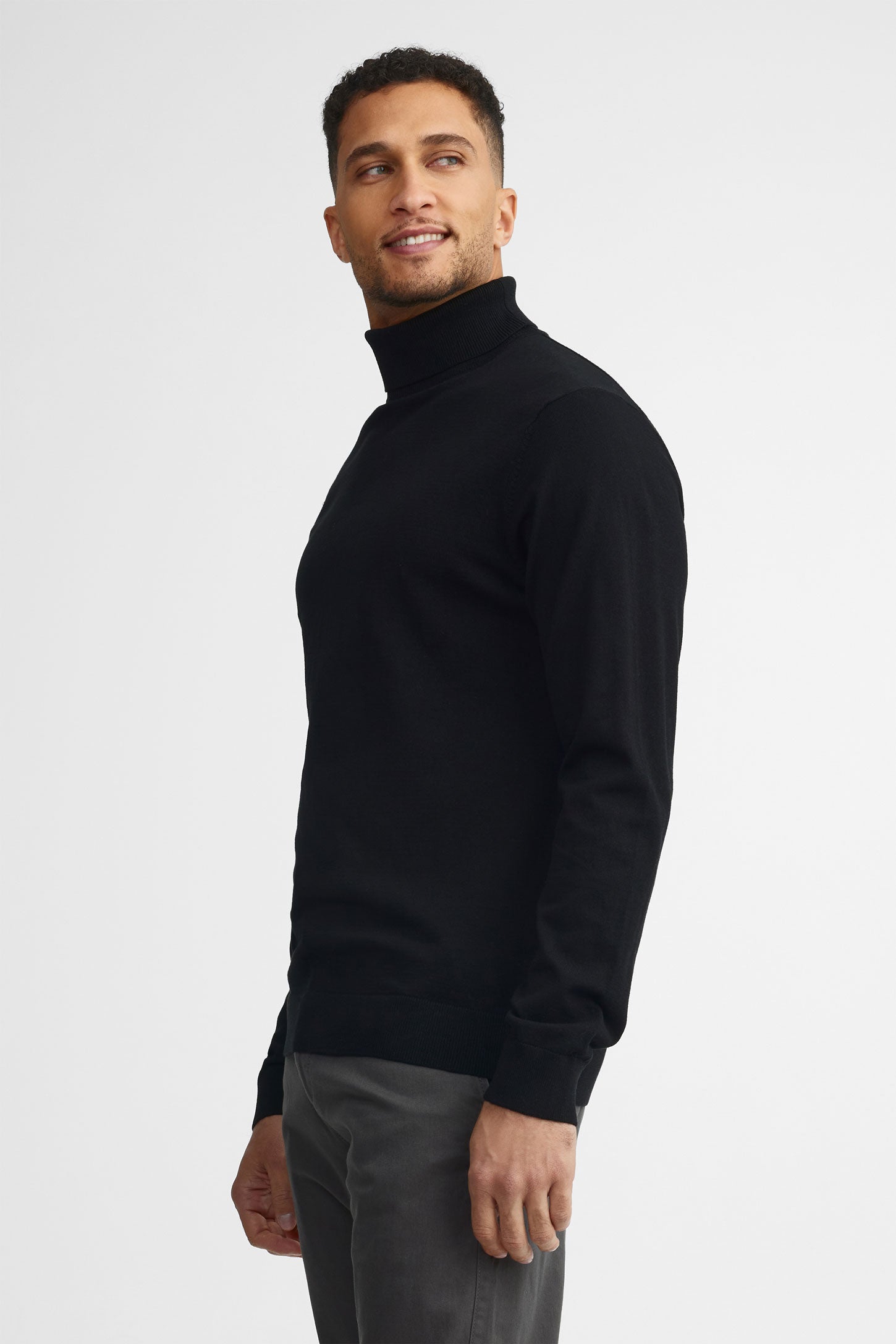 Chandail col roulé tricot - Homme && NOIR