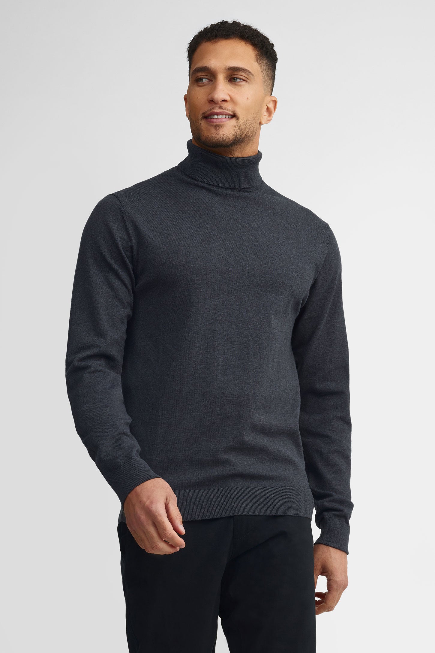 Chandail col roulé tricot - Homme && CHARBON MIXTE