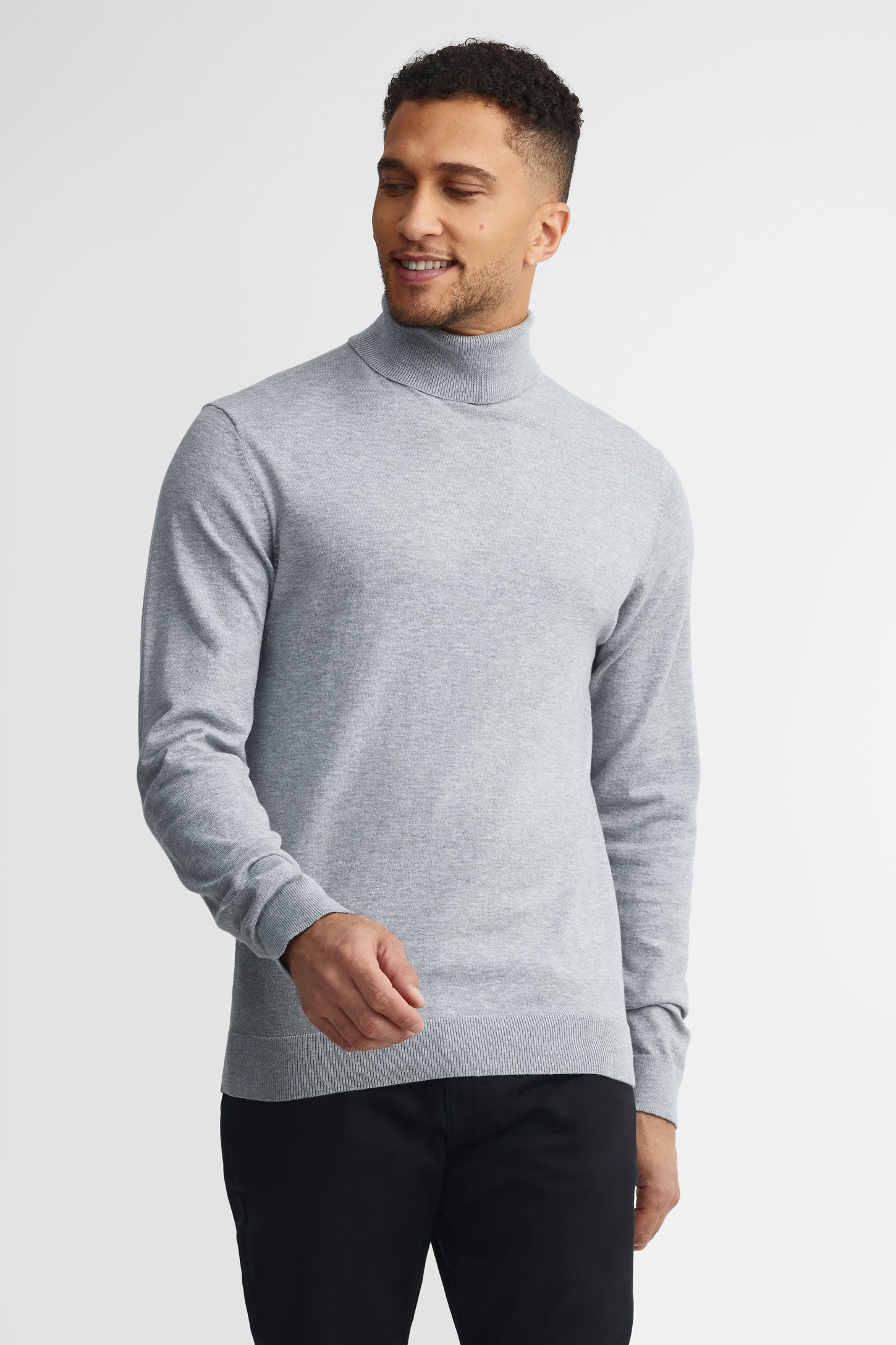 Chandail col roulé tricot - Homme && GRIS MIXTE