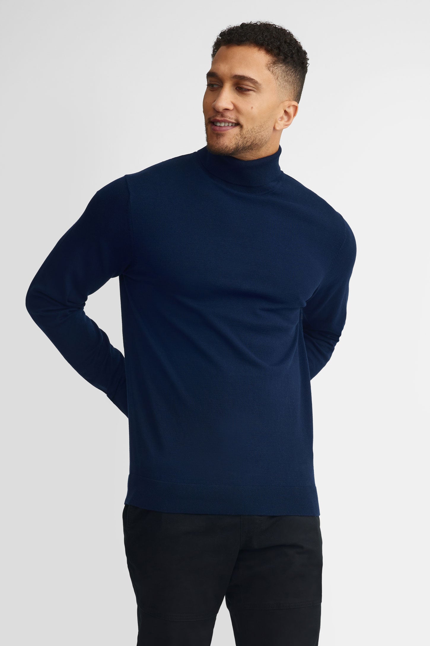 Chandail col roulé tricot - Homme && MARIN