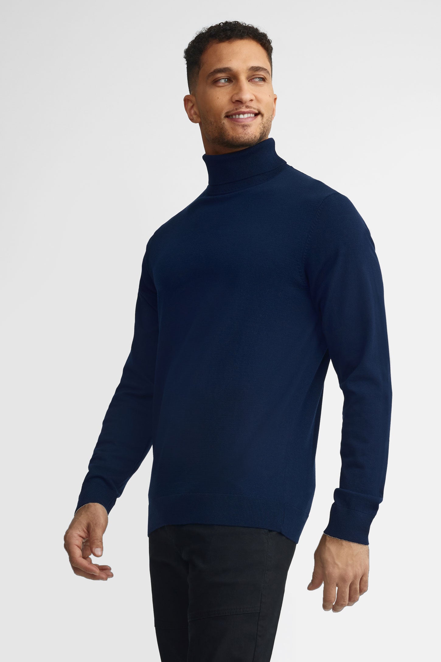 Chandail col roulé tricot - Homme && MARIN
