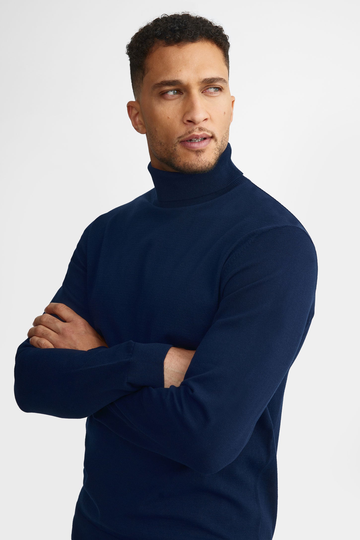 Chandail col roulé tricot - Homme && MARIN