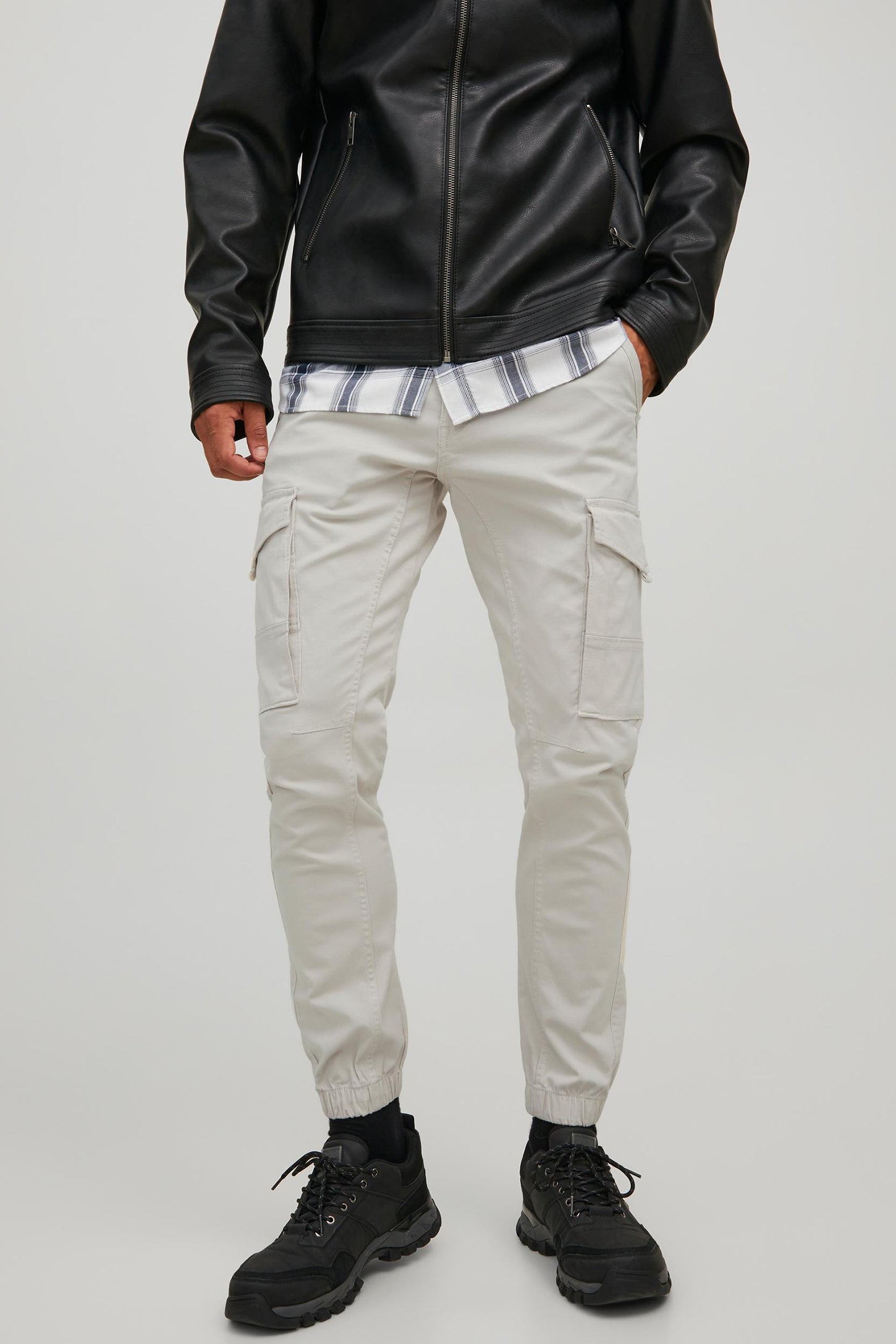 Pantalon jogger cargo coton recyclé JACK & JONES - Homme && IVOIRE